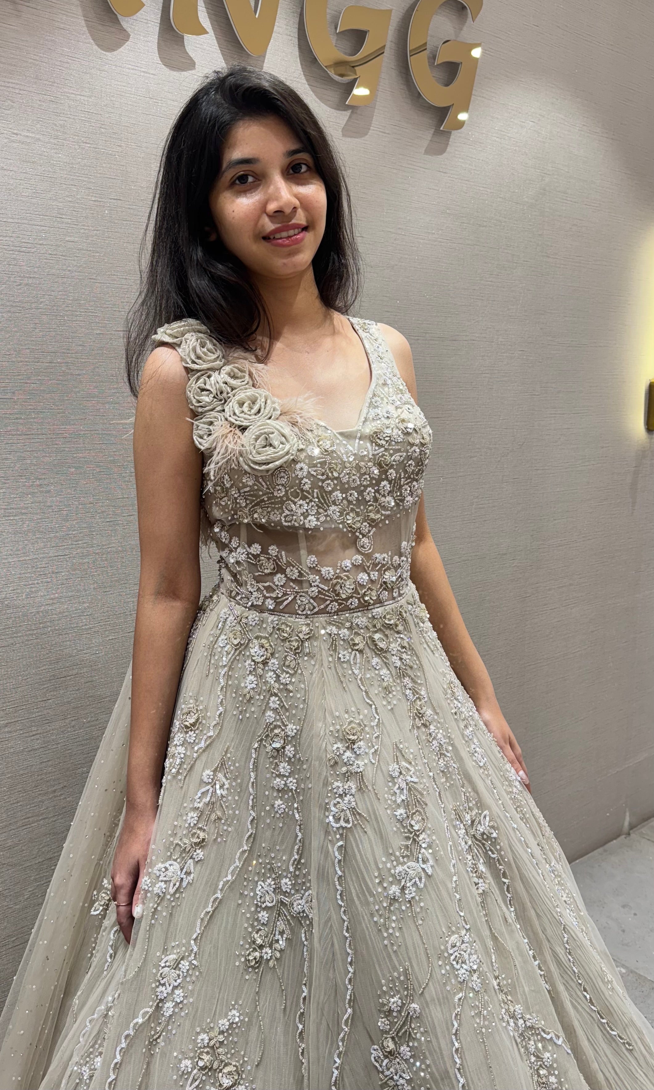 Mauve FLORAL EMBROIDERED GOWN