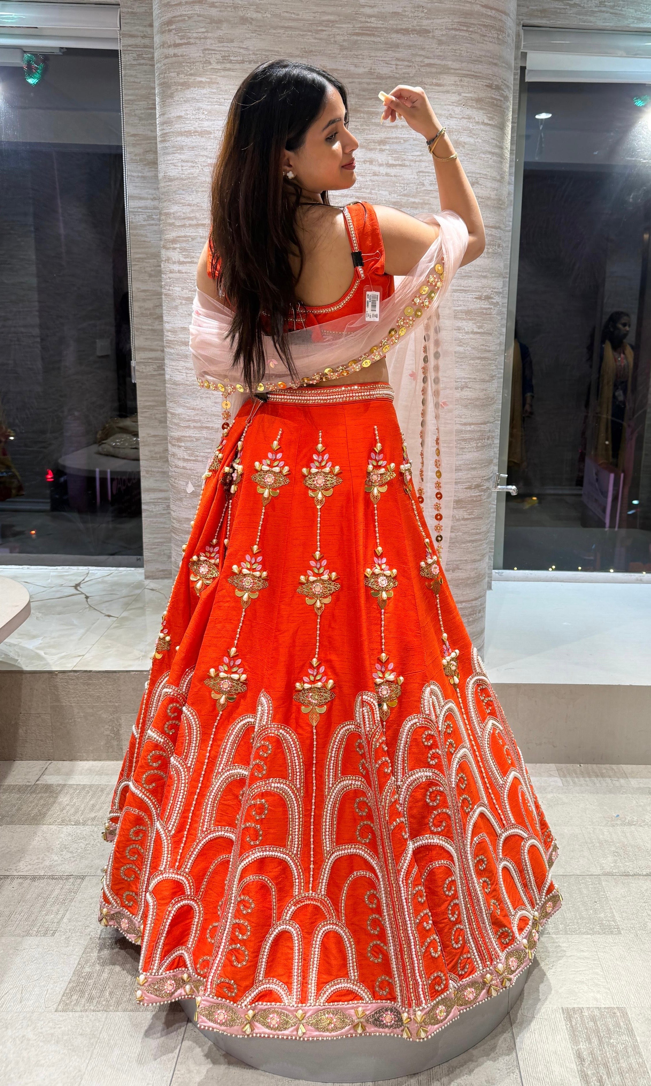Orange Radiance embroidered lehenga