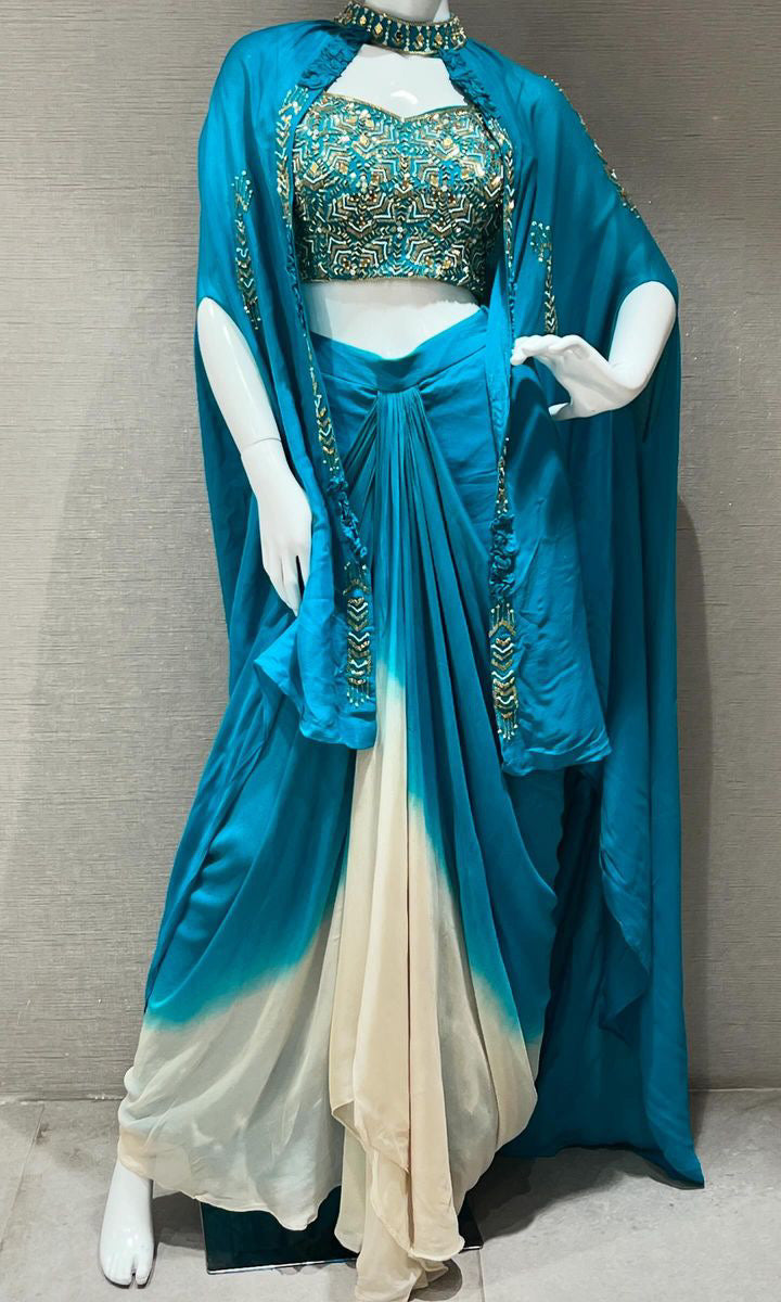 Blue dress with cape