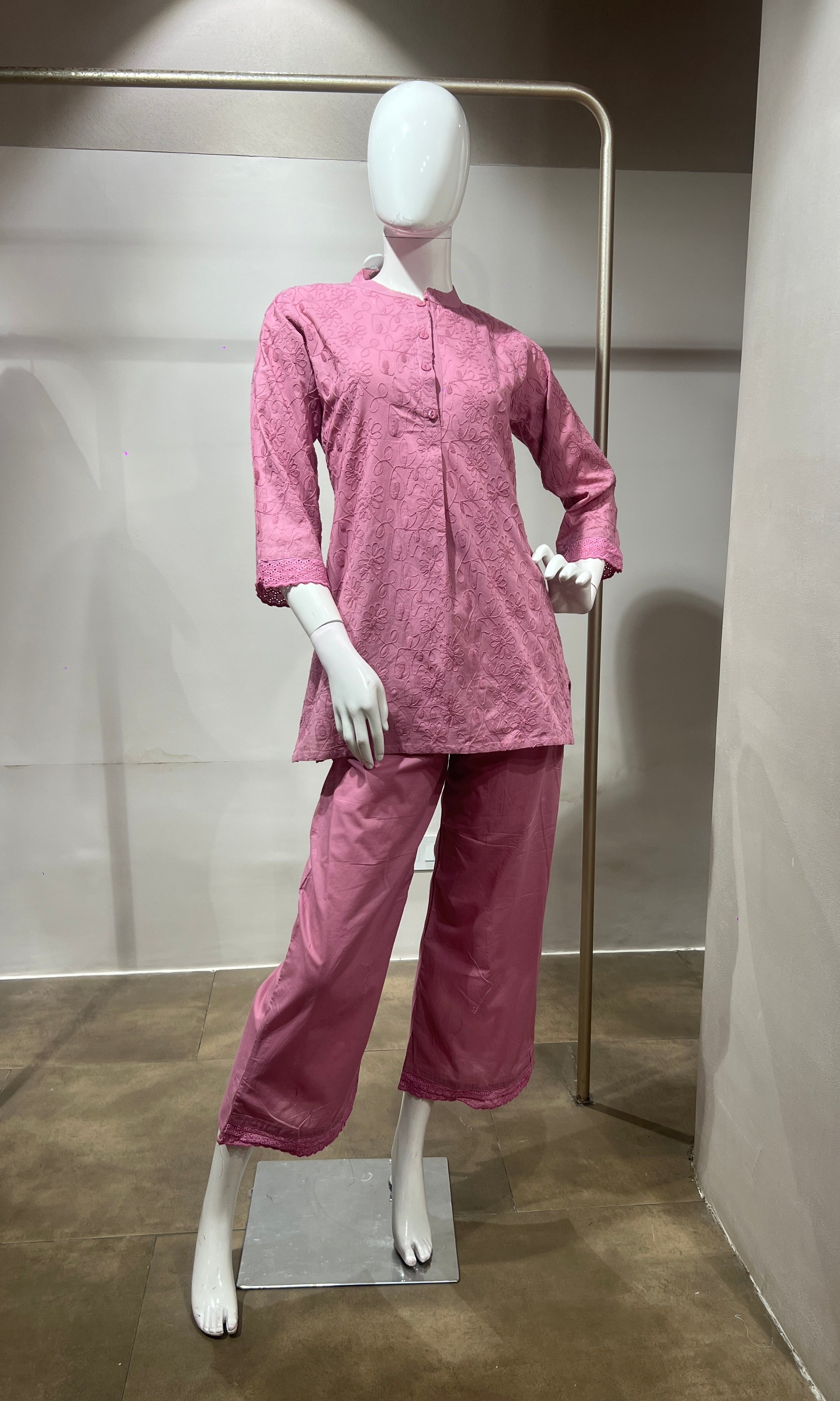 Light wine Cotton Ethnic Co-ord Set