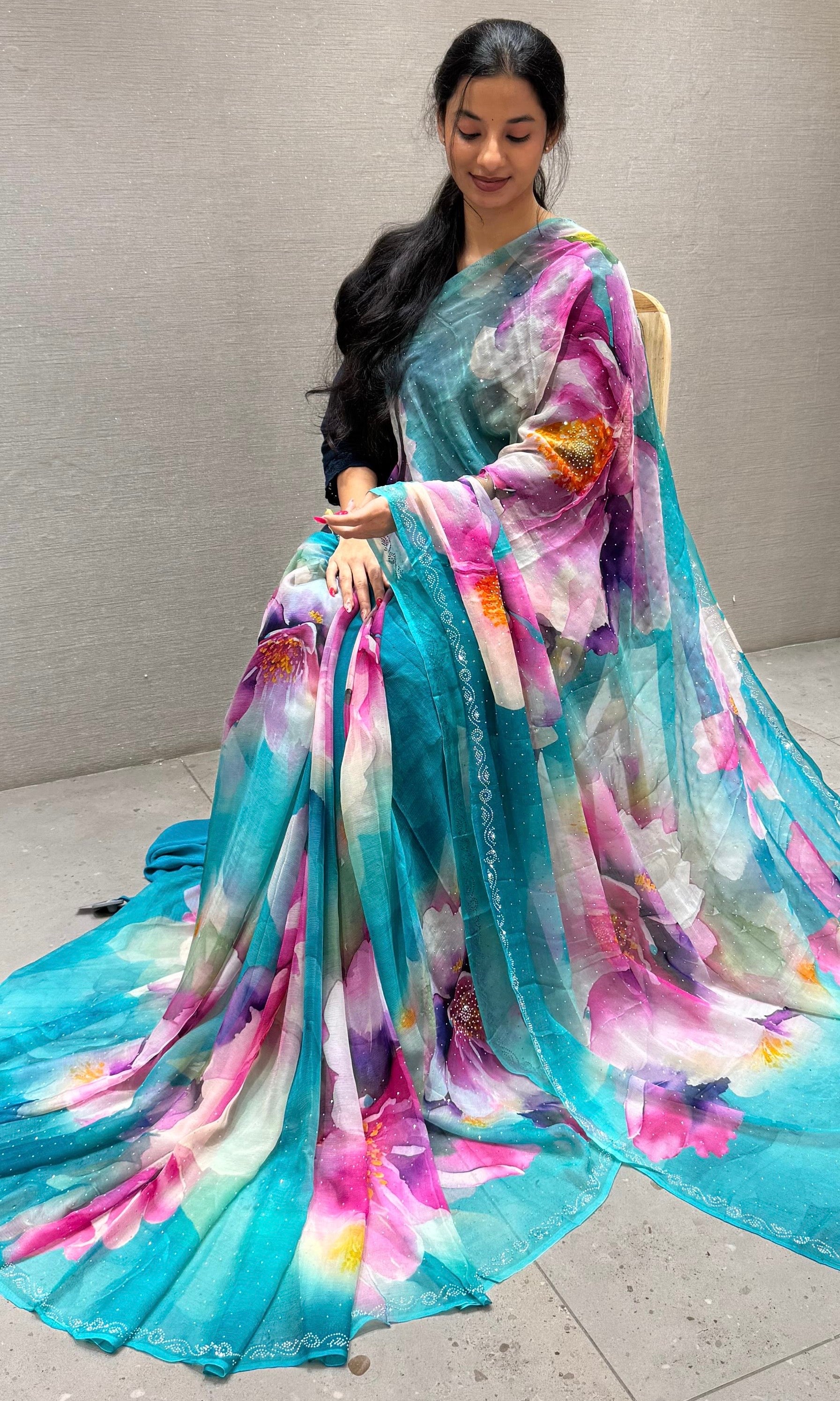 Sea green saree
