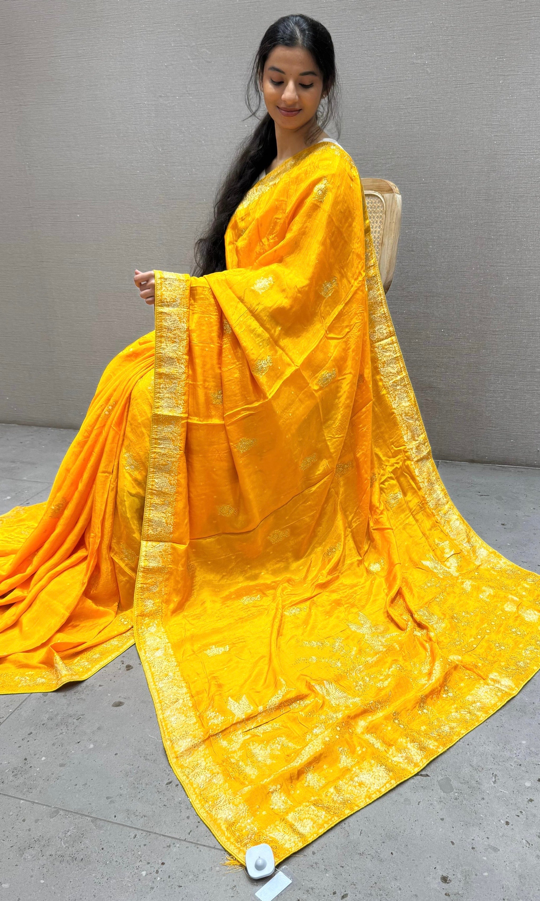 Gold Yellow Banarasi saree