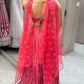 🌺Pink lehanga with designer blouse🌺
