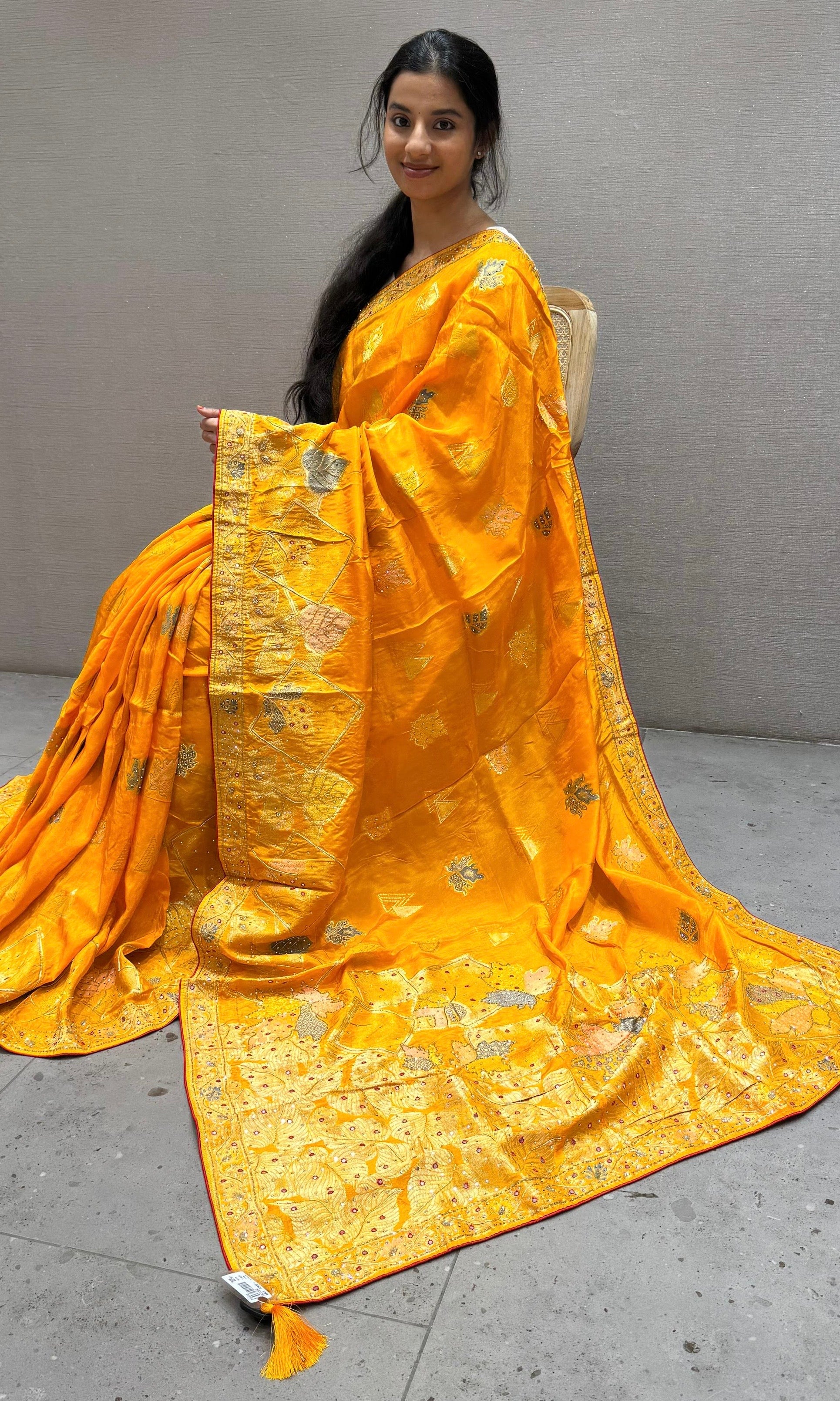 Gold Yellow Banarasi saree