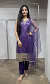 Purple & gold Floral embroidered kurta set