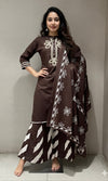 Brown FLORAL KURTA SET WITH PALAZZO PANTS