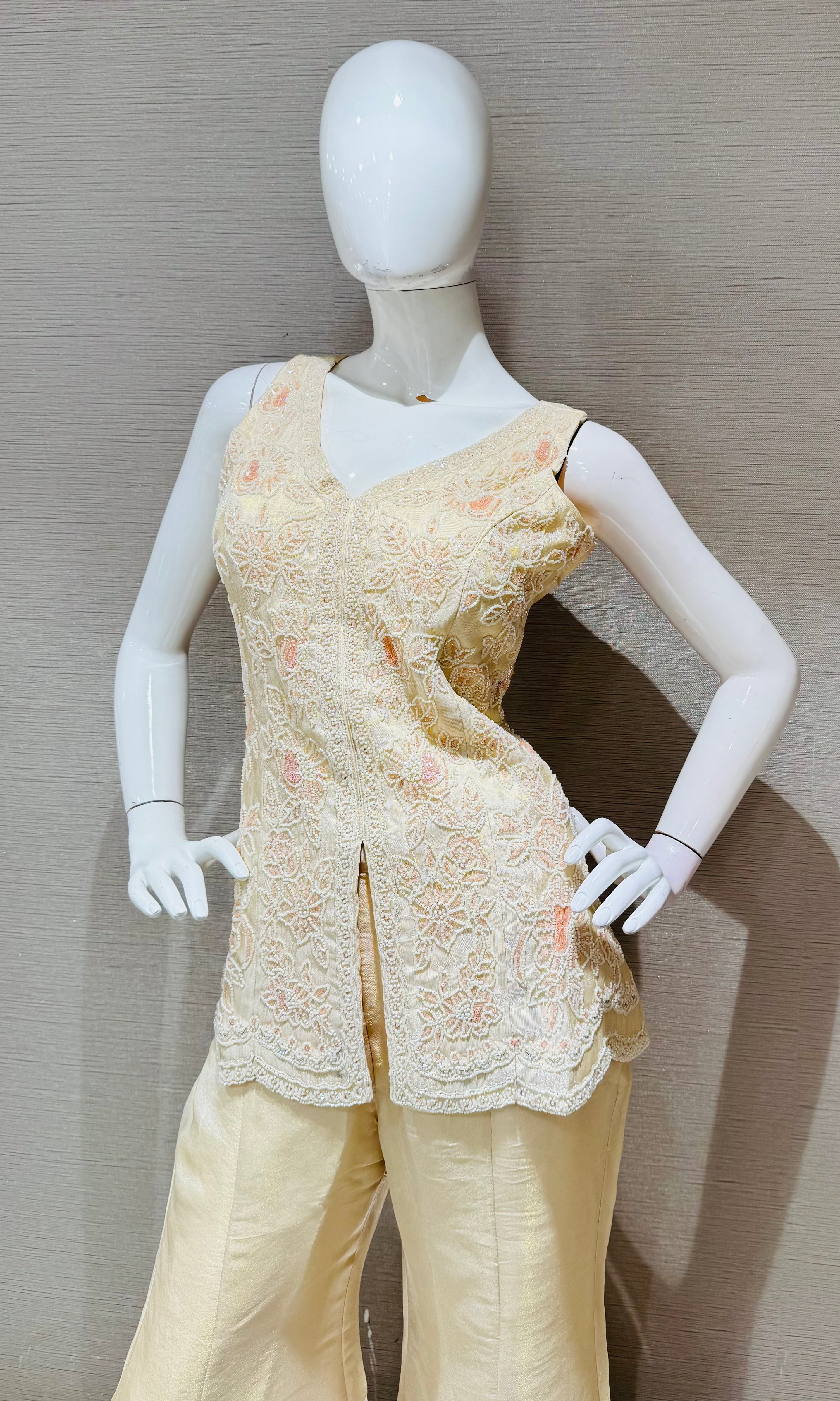 IVORY Georgette peplum Palazzo set
