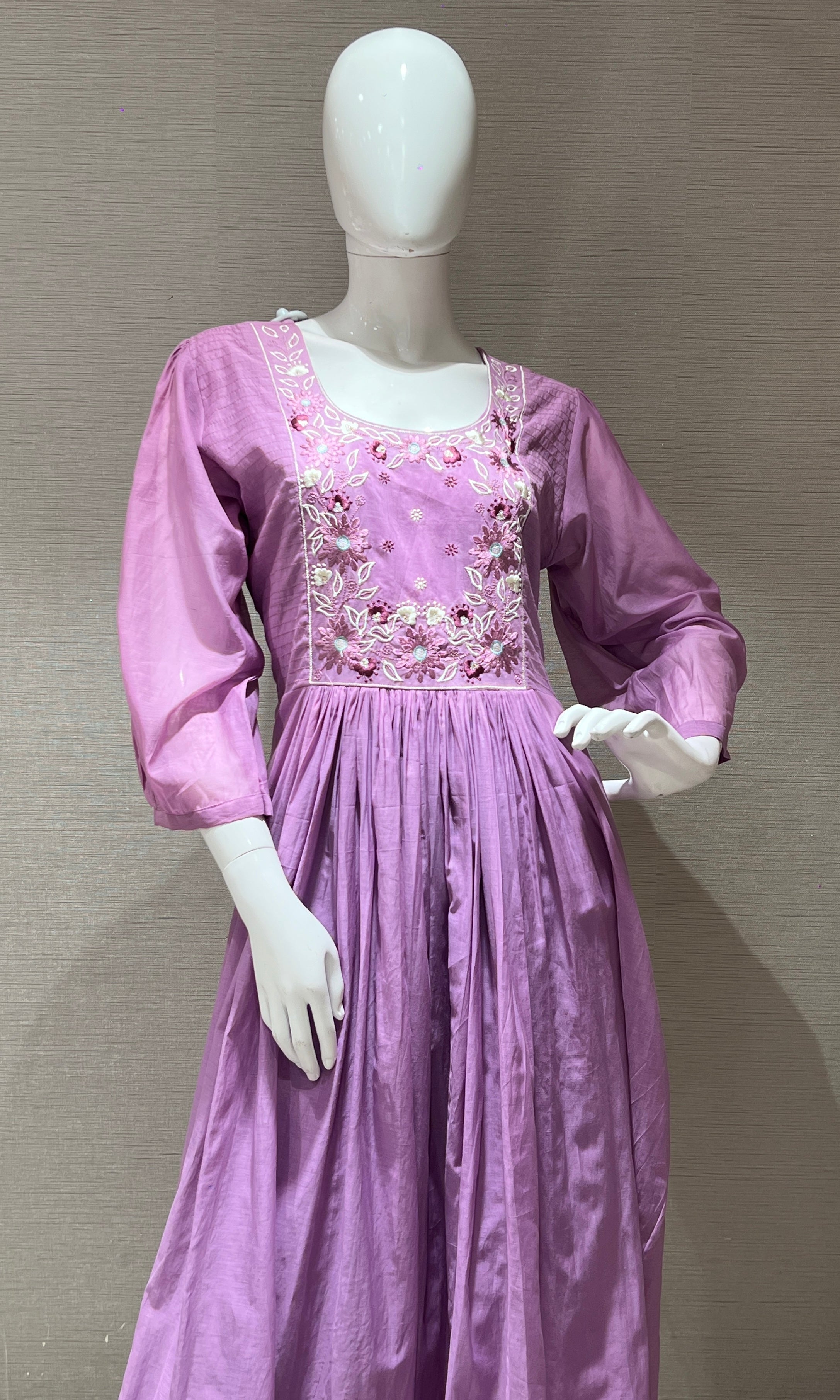 Purple Mul Chanderi kurta set