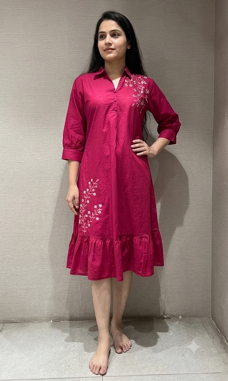 Pink FLORAL RUFFLE DRESS