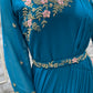 🦋Blue long dress with drape pallu and belt🦋