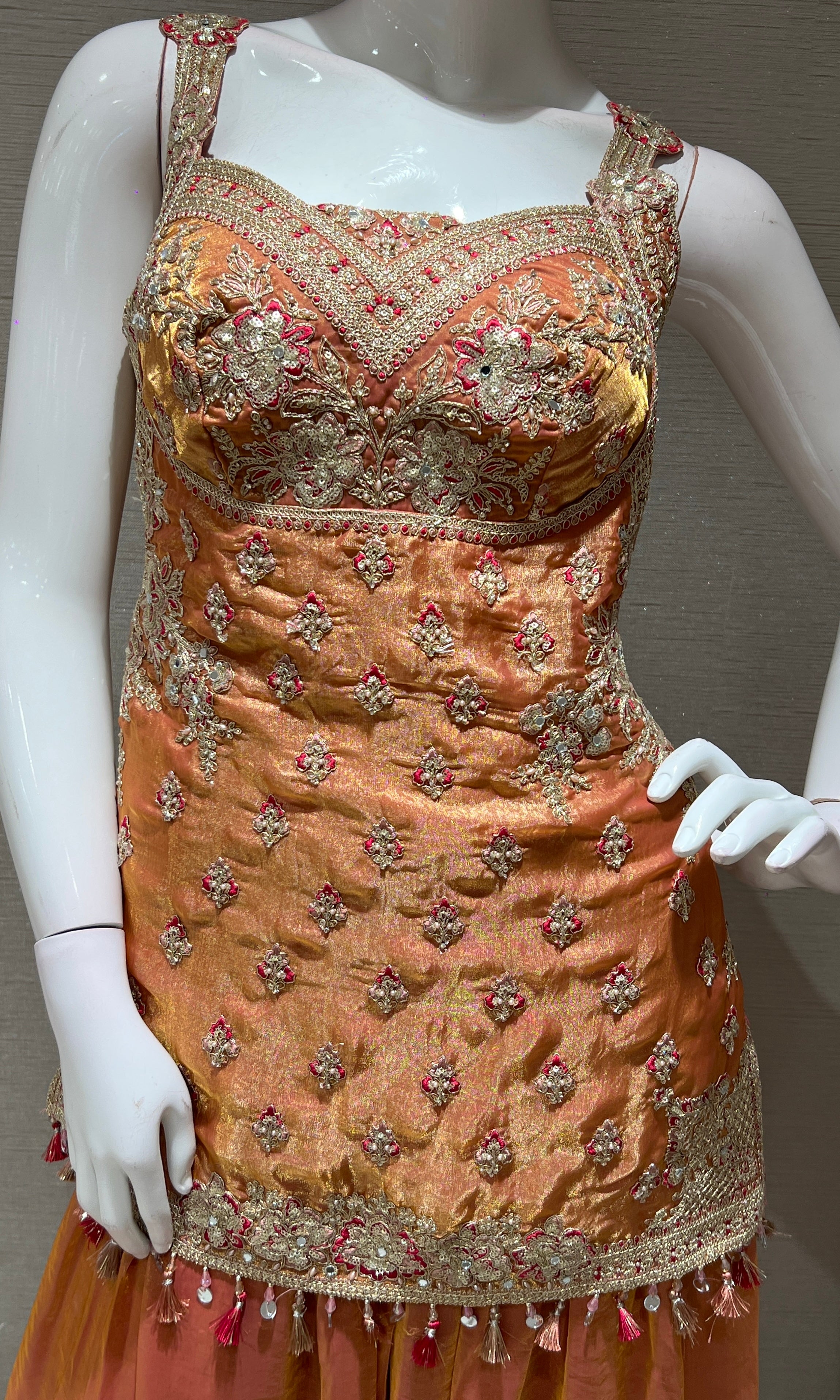 Peach EMBROIDERED SHARARA SET