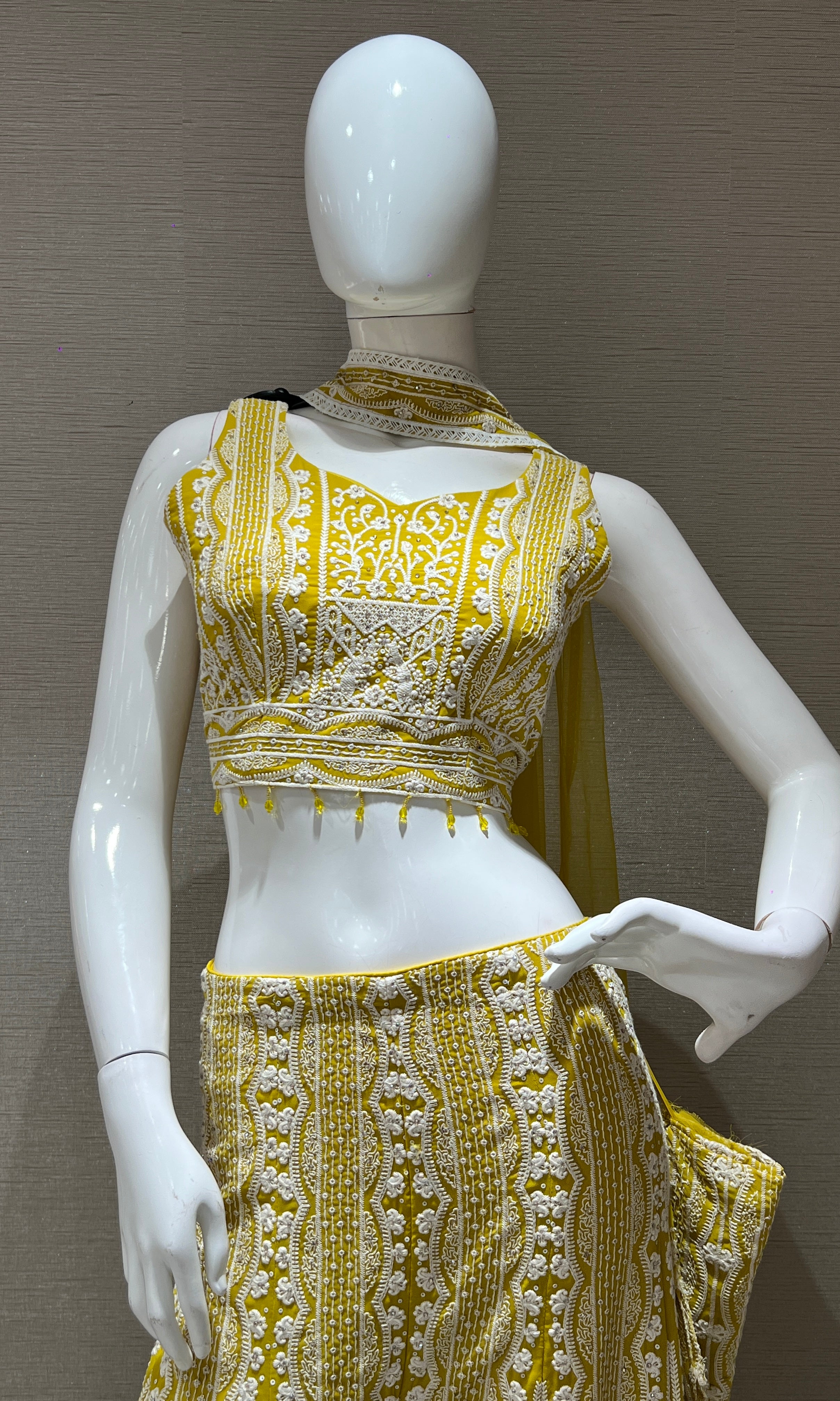 sunshine Yellow palazzo set with thread embroidery
