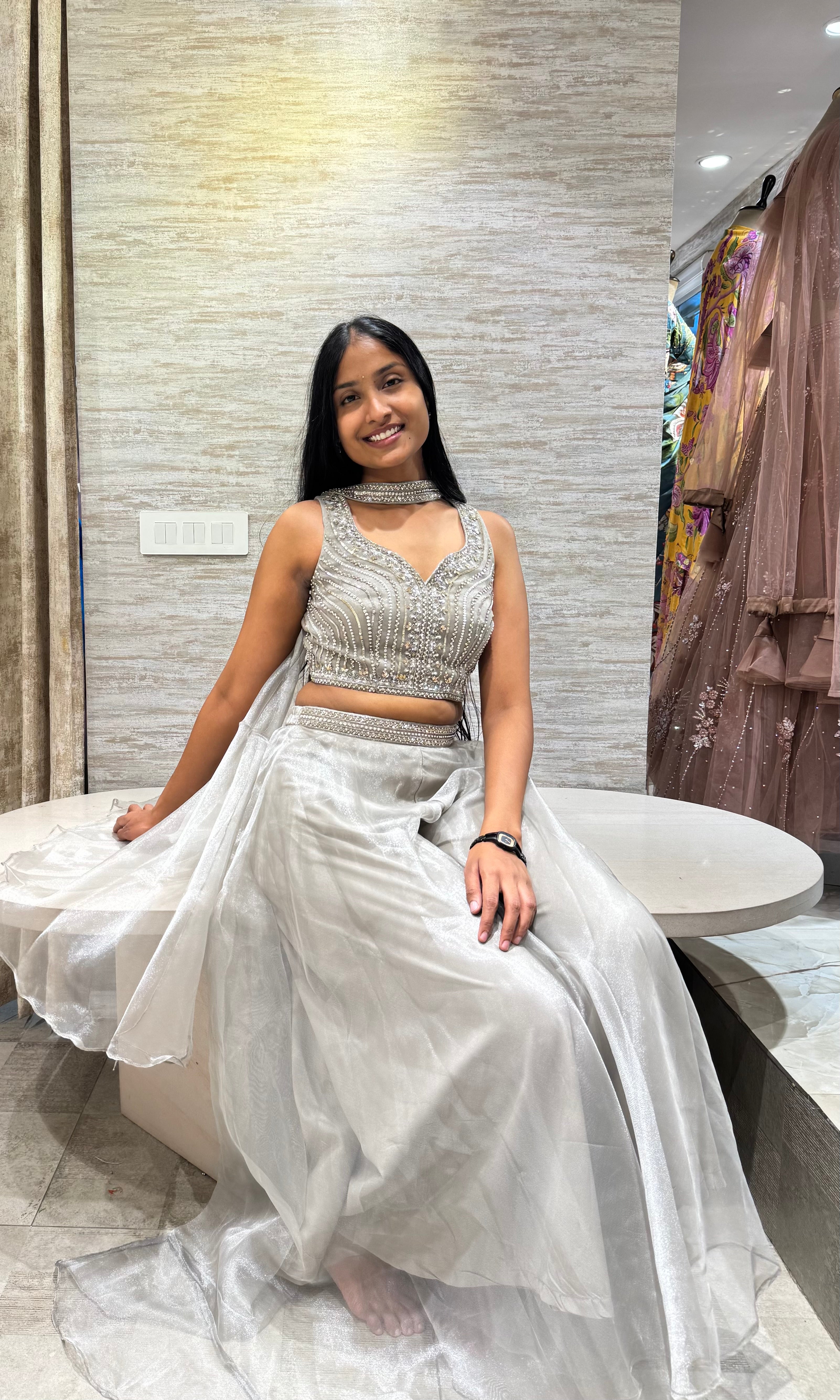 Silver Grey Embellished palazzo