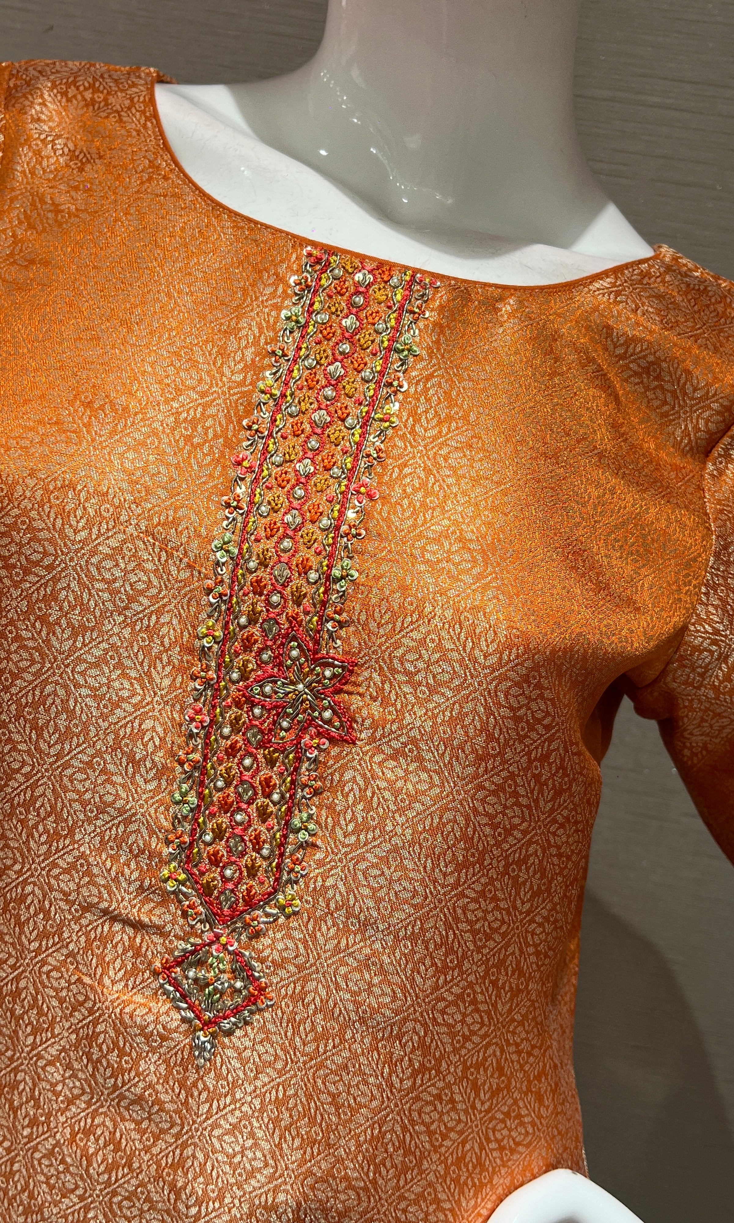 RUST GOLDEN Brocade Kurta Set