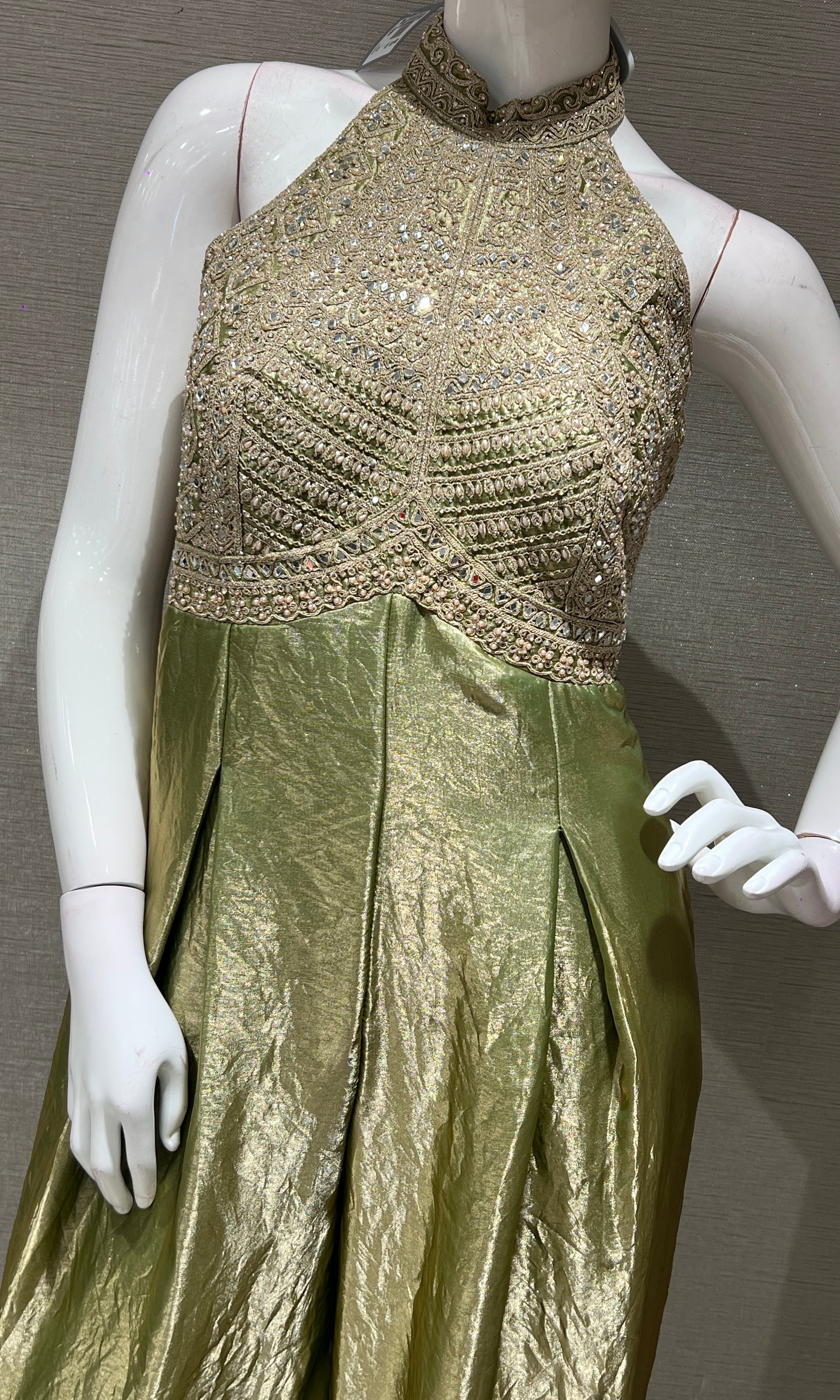 PISTA GREEN EMBROIDERED JUMPSUIT
