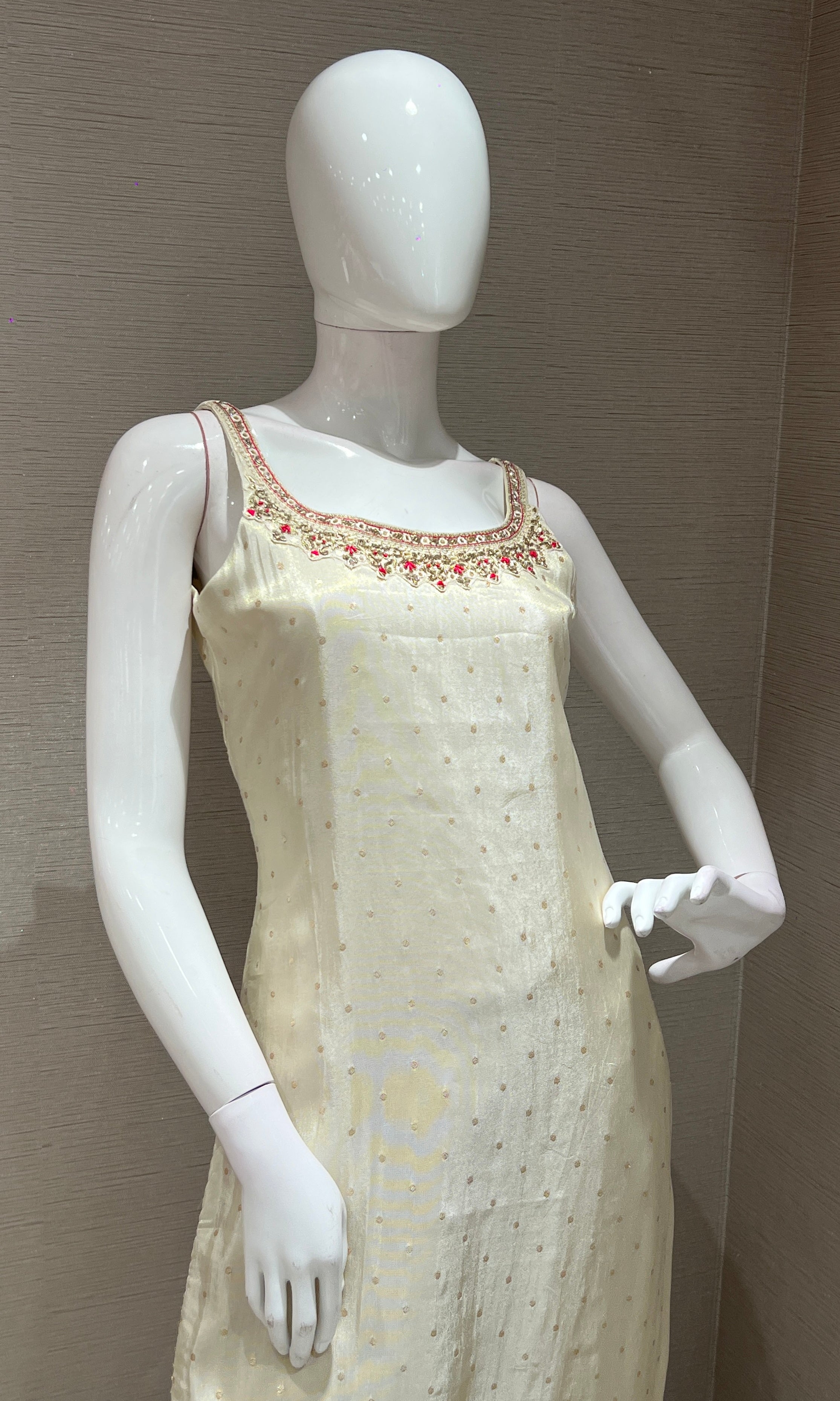 Elegant Cream AND PINK KURTA SET