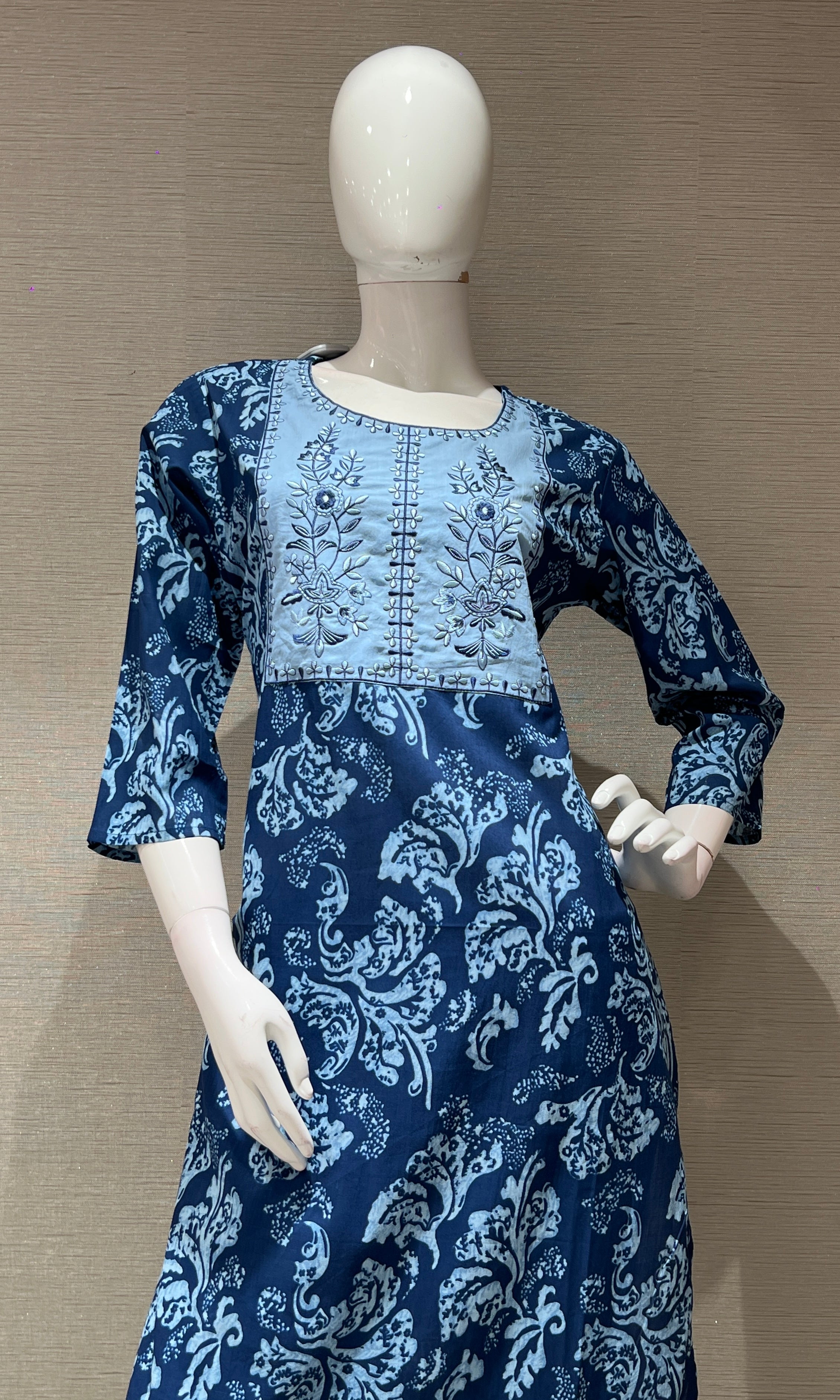 Navy blue PRINTED kurta set