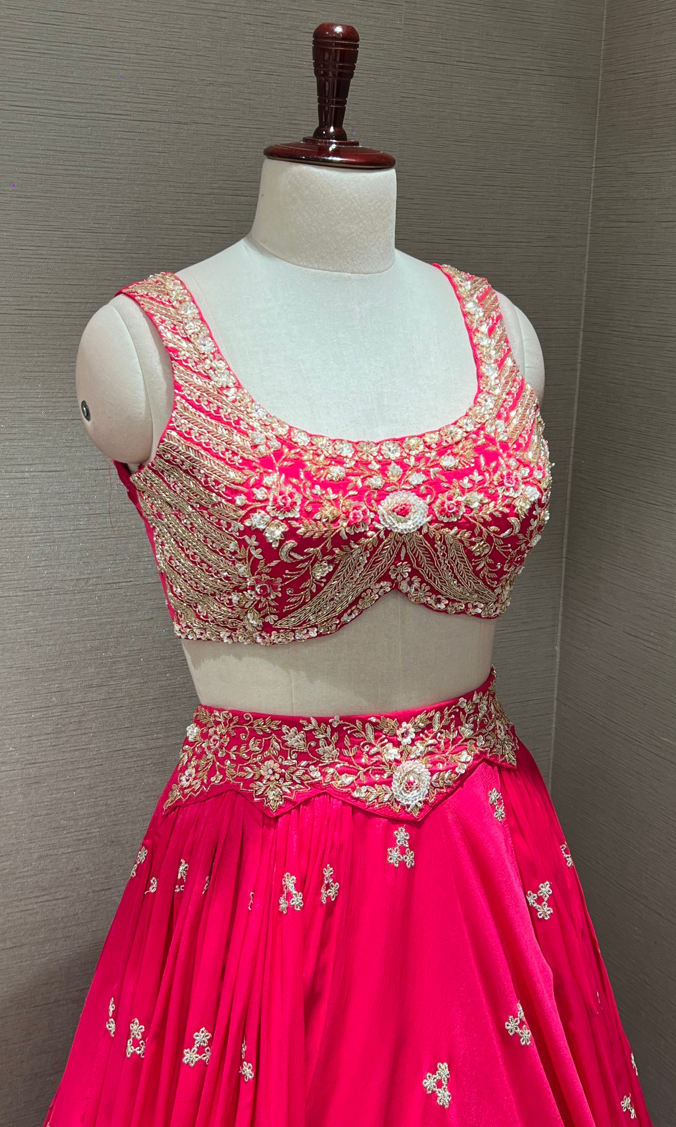 Fuchsia Pink Embroidered Designer Lehenga