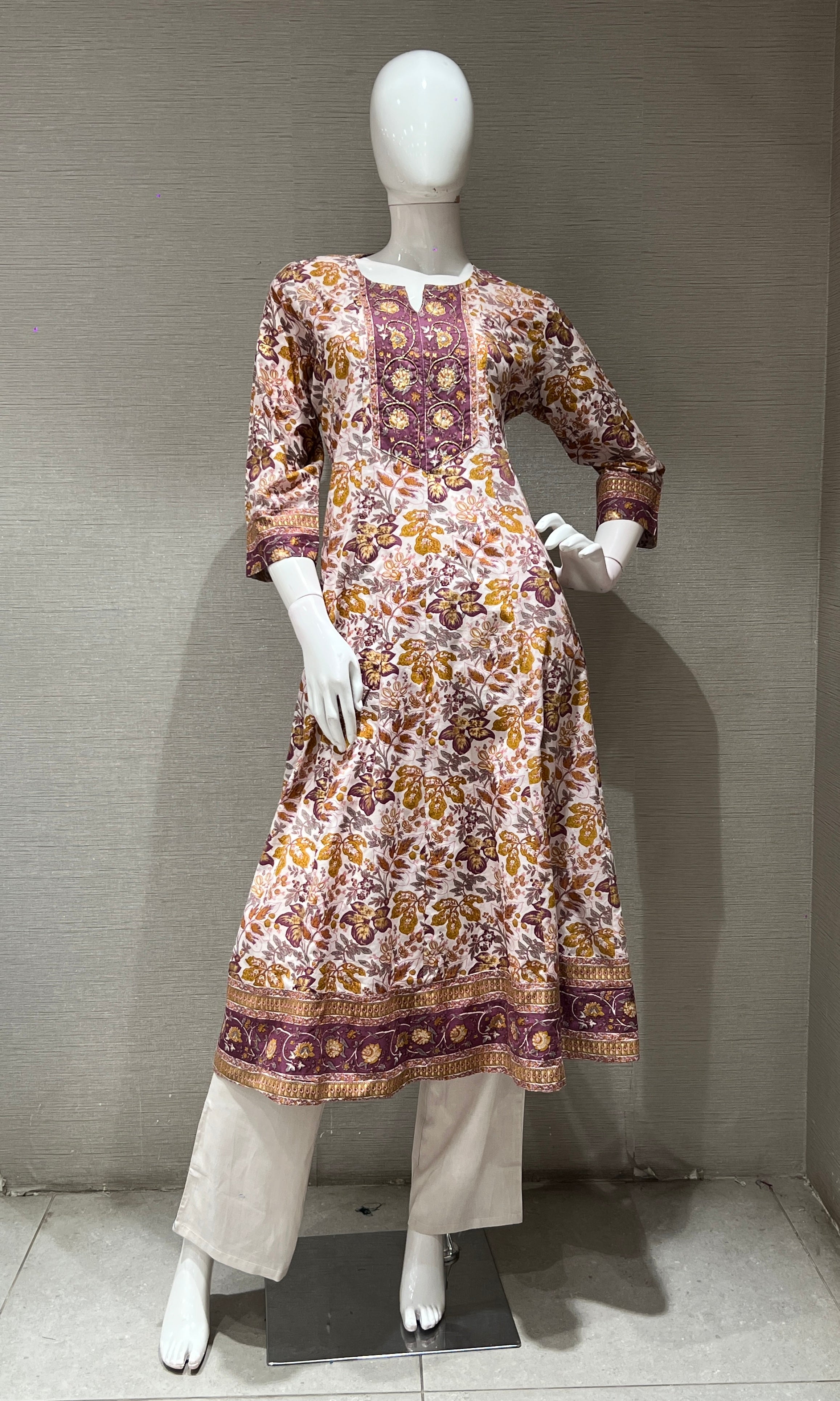 Purple FLORAL PRINTED kurta set