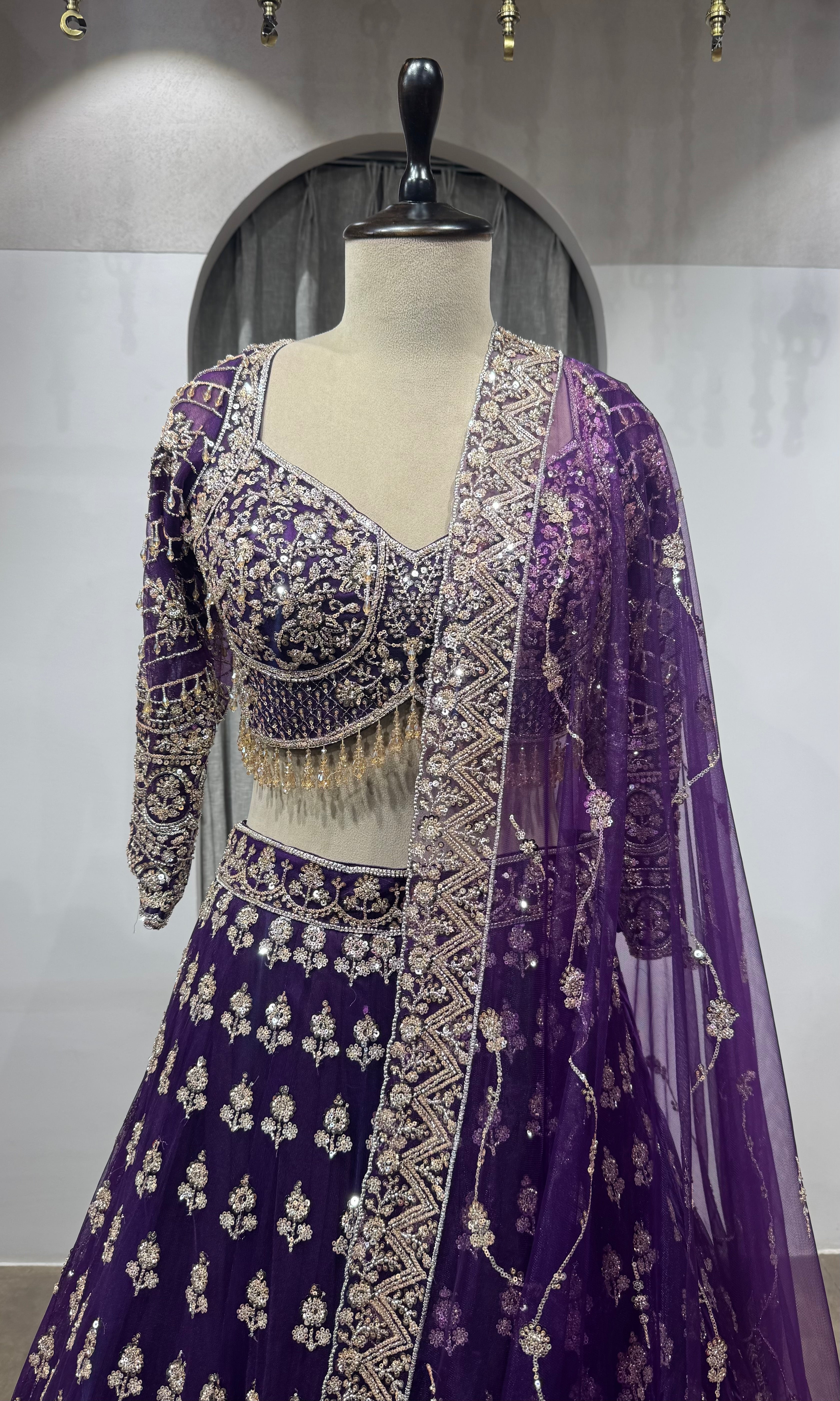 PURPLE intricate embroidered Lehenga set