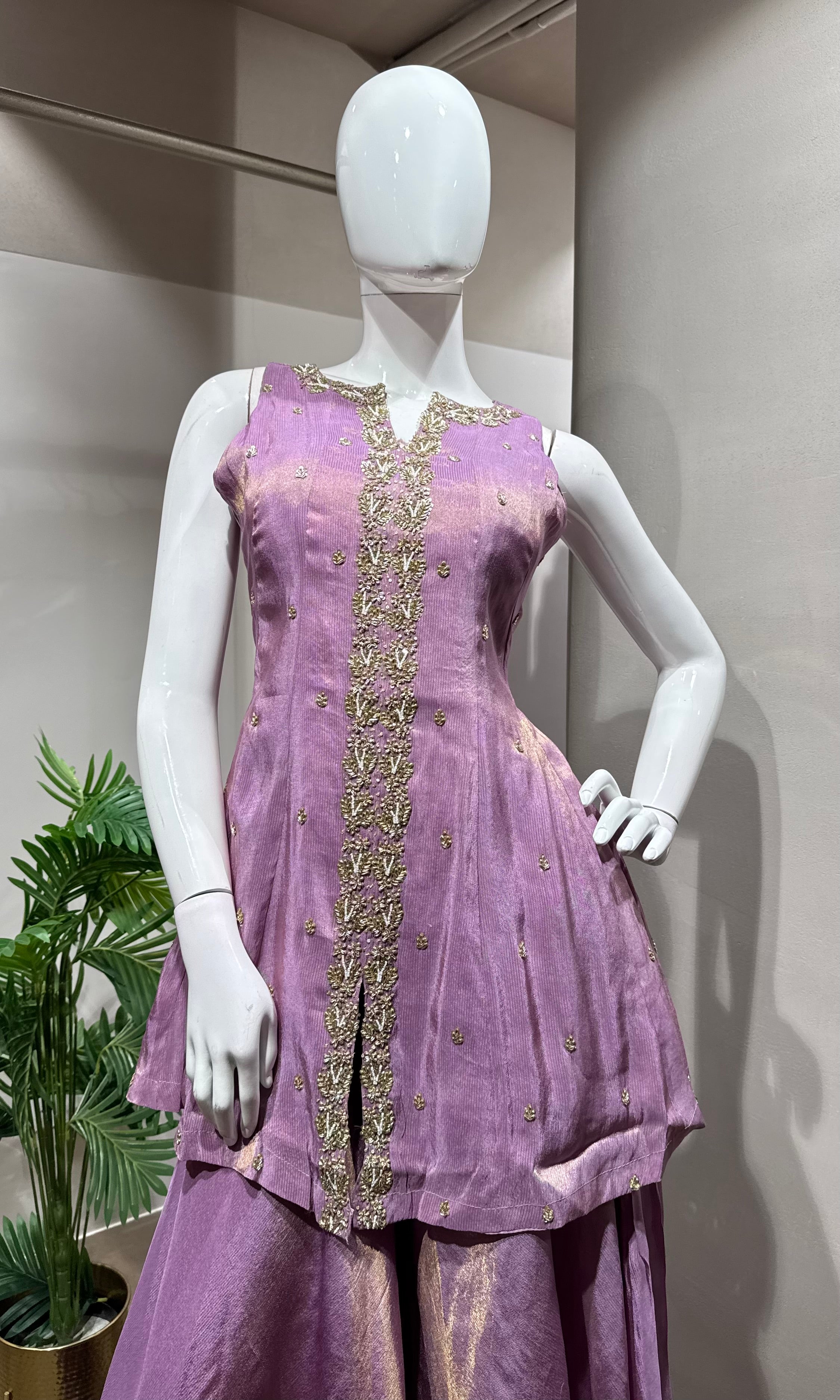 lavender shimmer elegant palazzo set