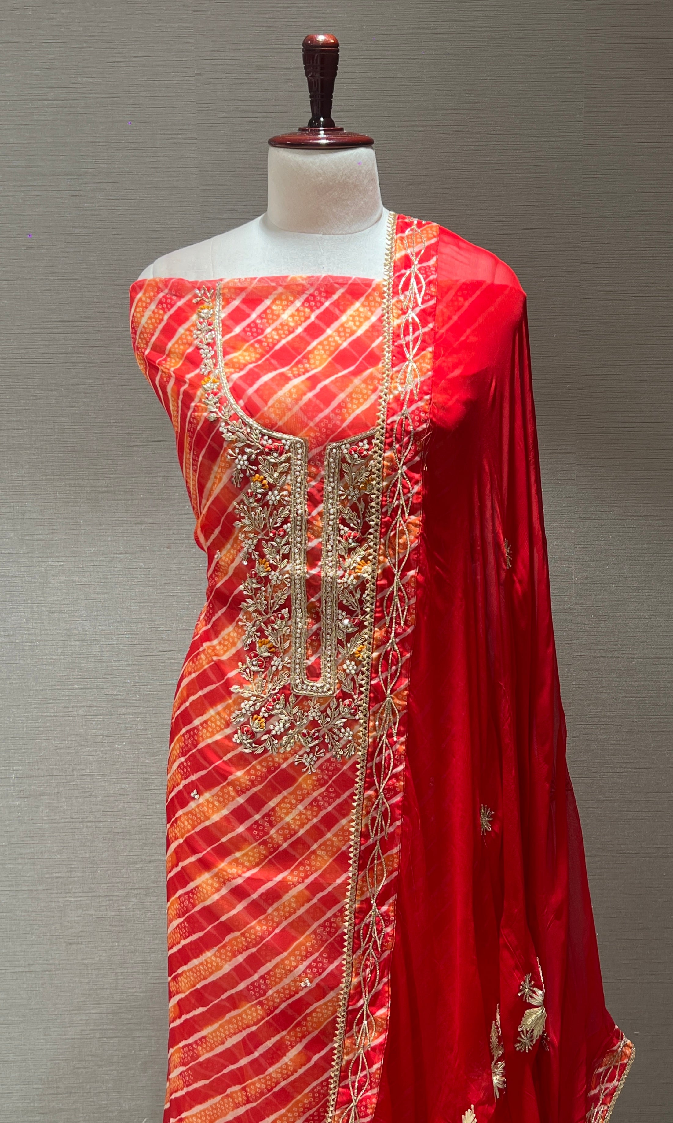 Orange dress material (party wear)