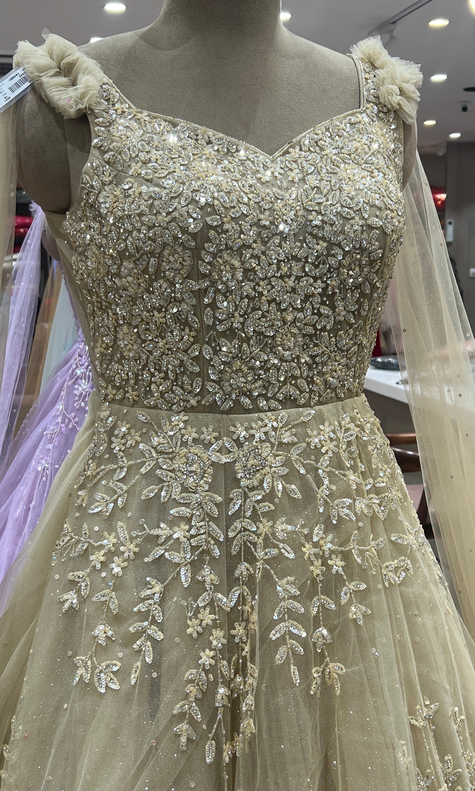 Golden Bloom Embroidered Gown