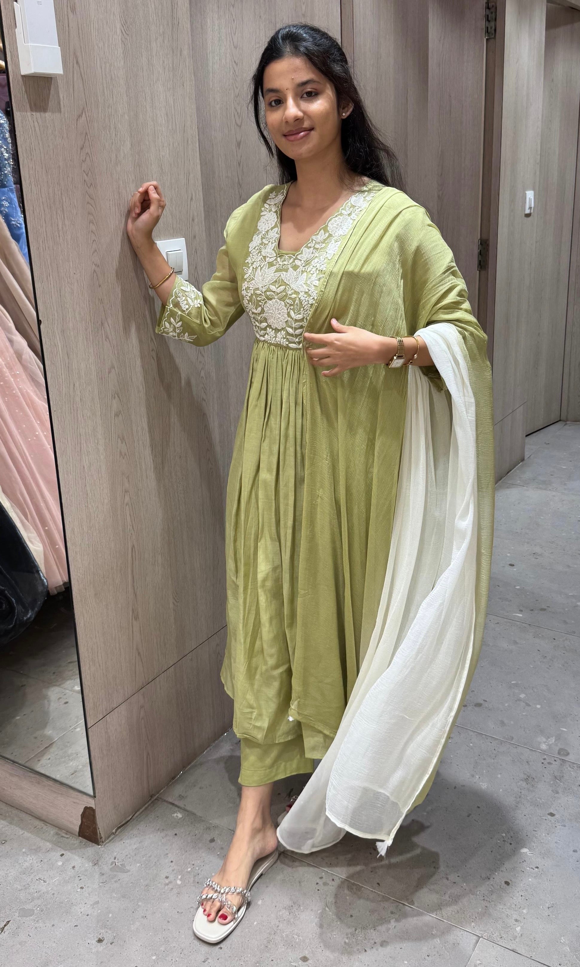 matcha green anarkali kurta set