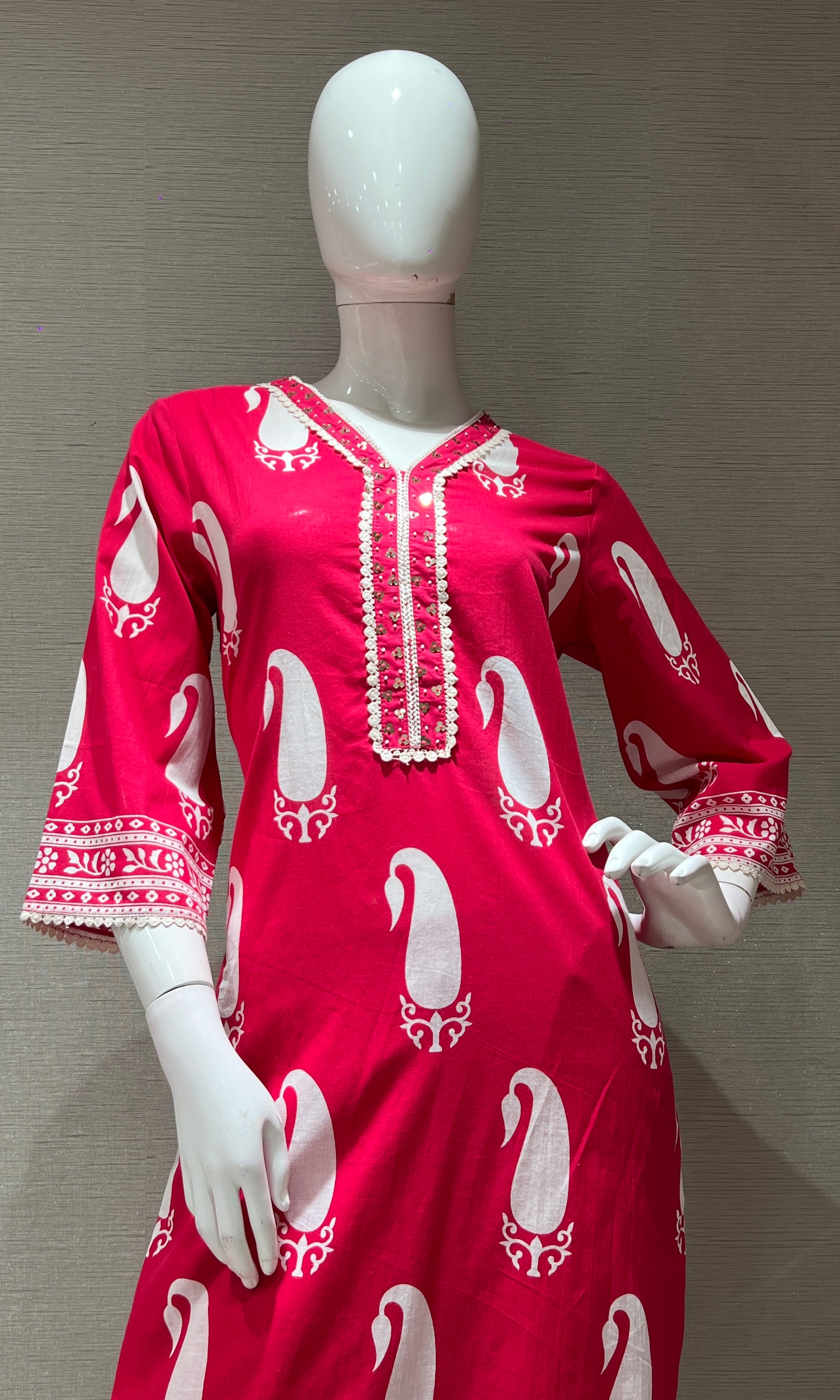 Rani pink PRINTED kurta set