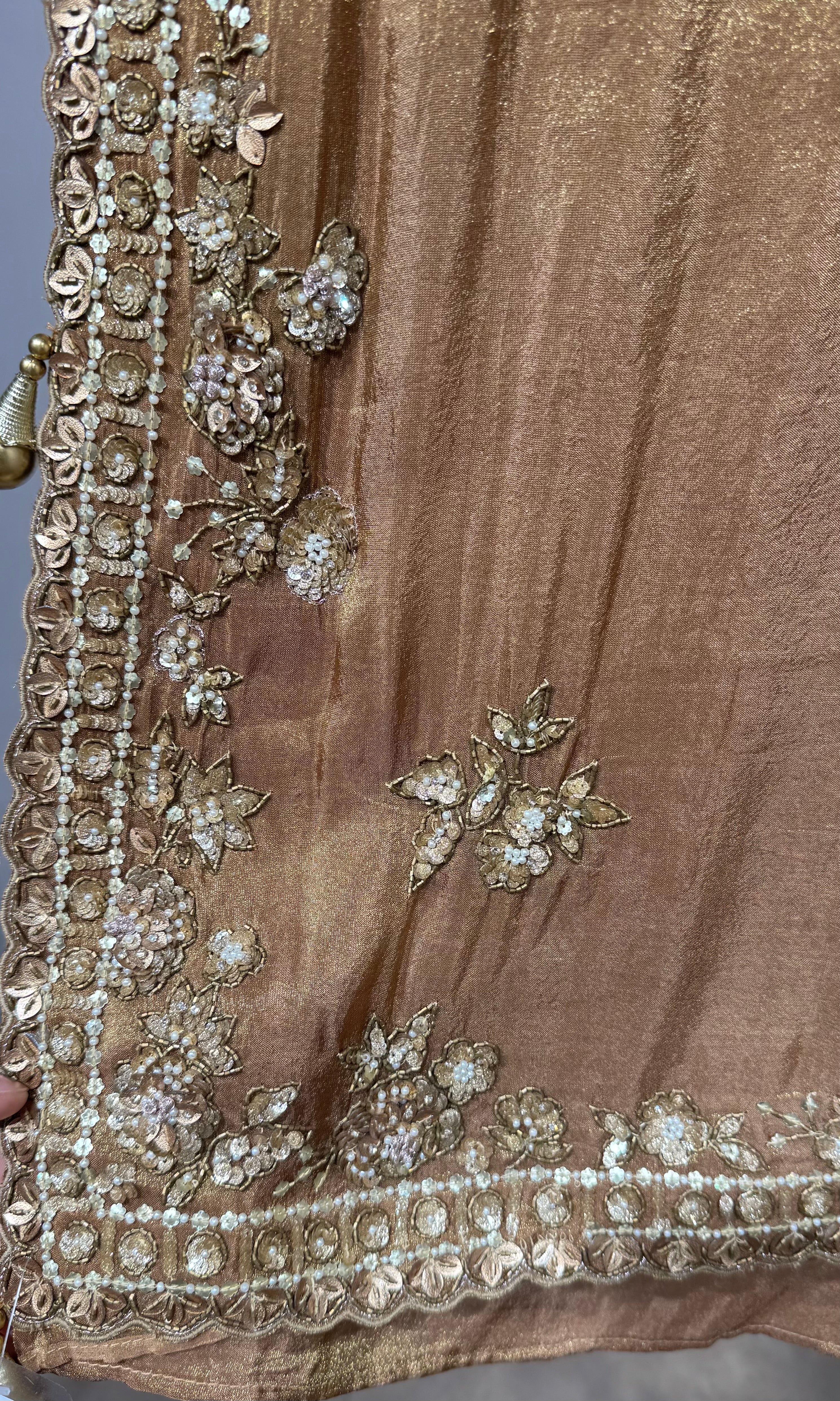 Golden Cora Zari Tissue Silk Bridal Saree
