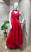 RED EMBROIDERY SHIMMER PALAZZO SET