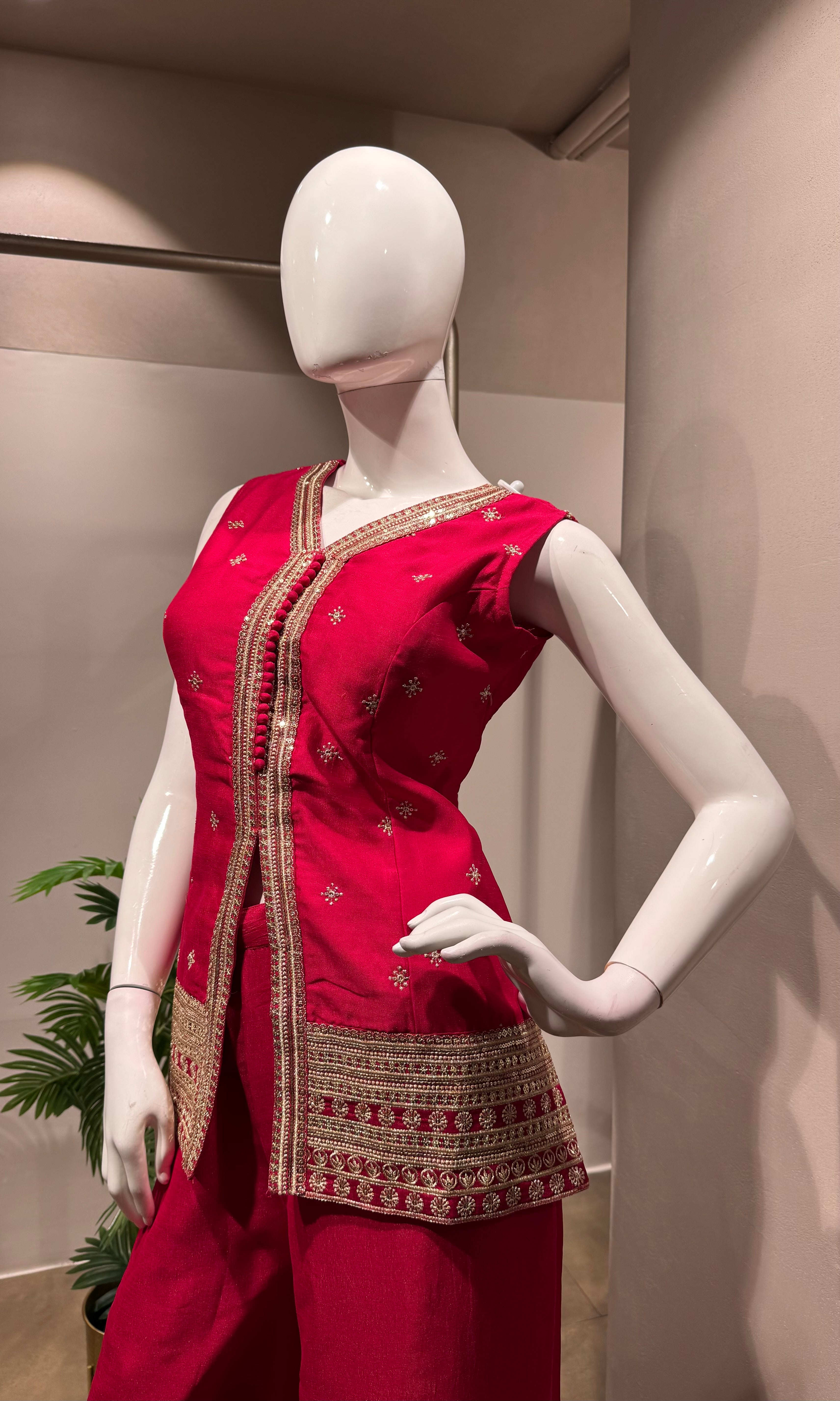 Rani gold embroidery sharara set