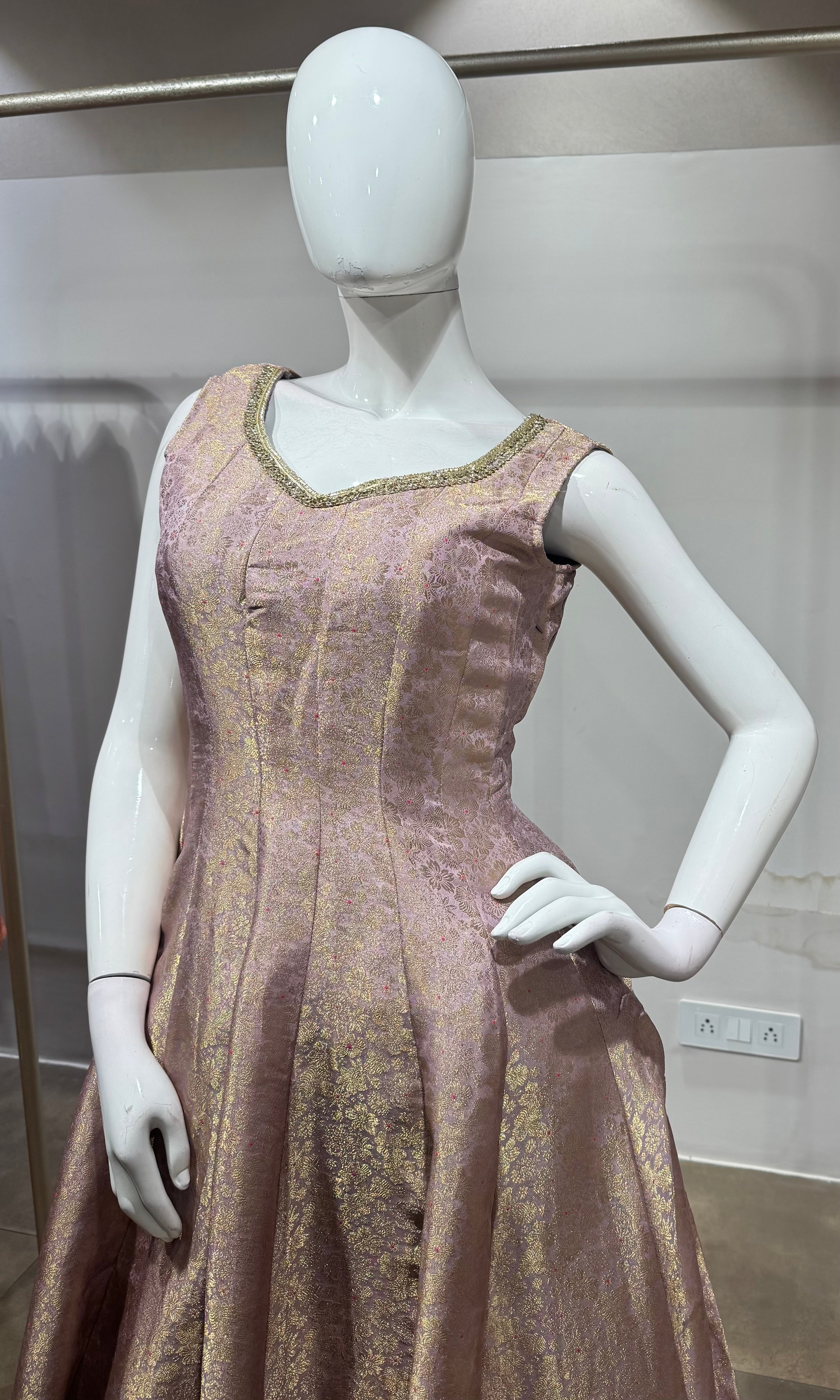 Lavender Banarasi anarkali with palazzo pants