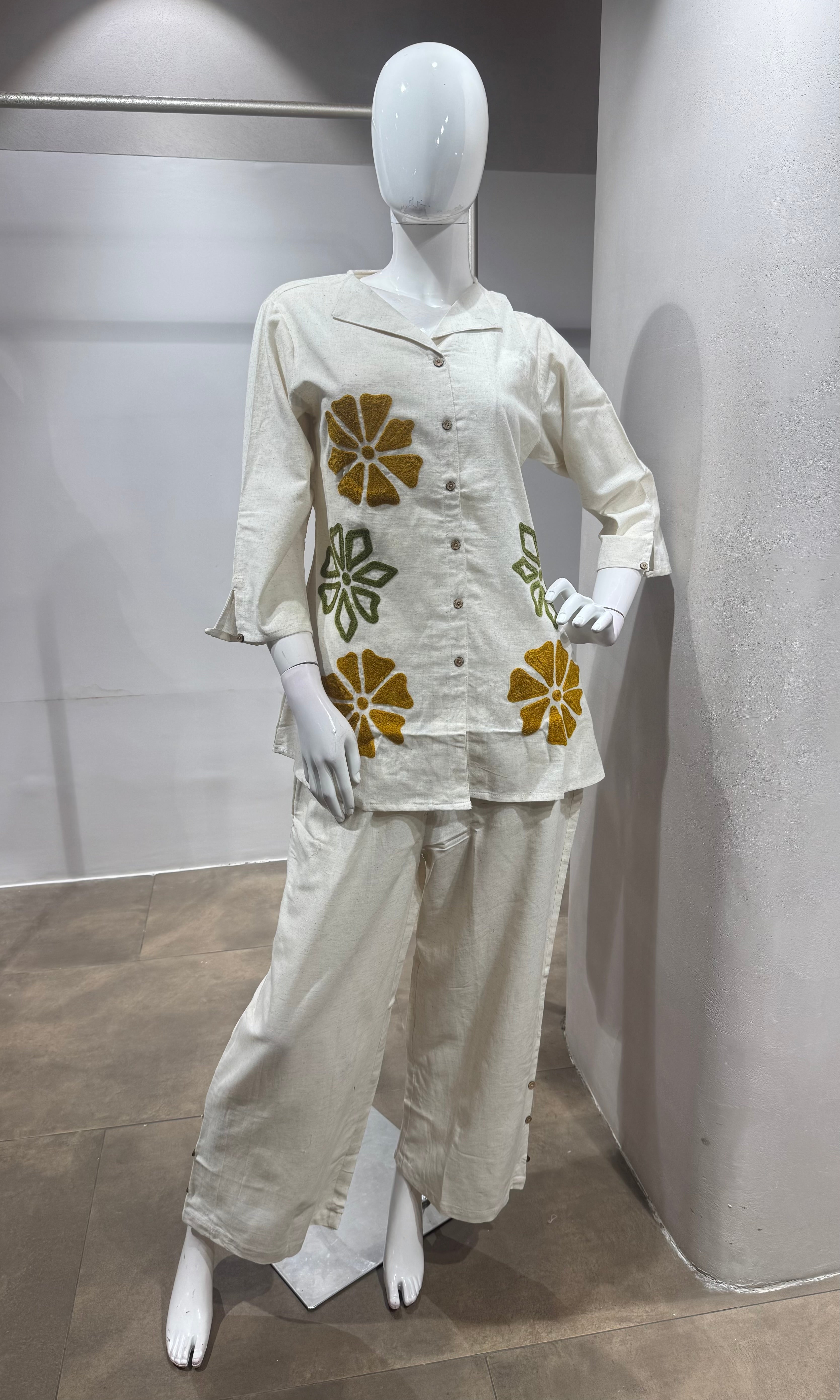 Cream and Mustard Floral Co-Ord Set