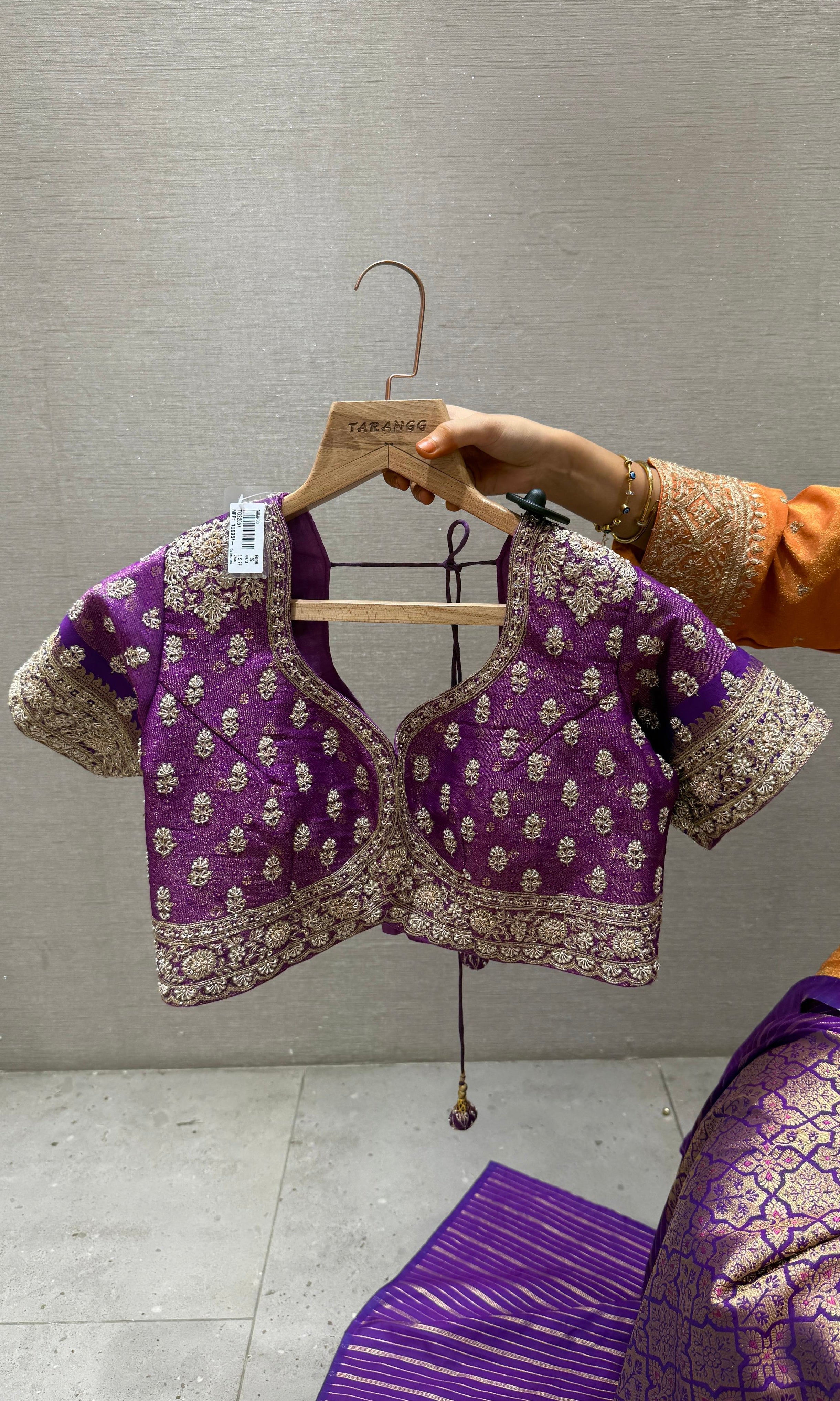 Purple saree with ready blouse