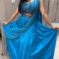 💙P Blue (#copper sulfate blue) Lehenga with attached drape dupatta💙