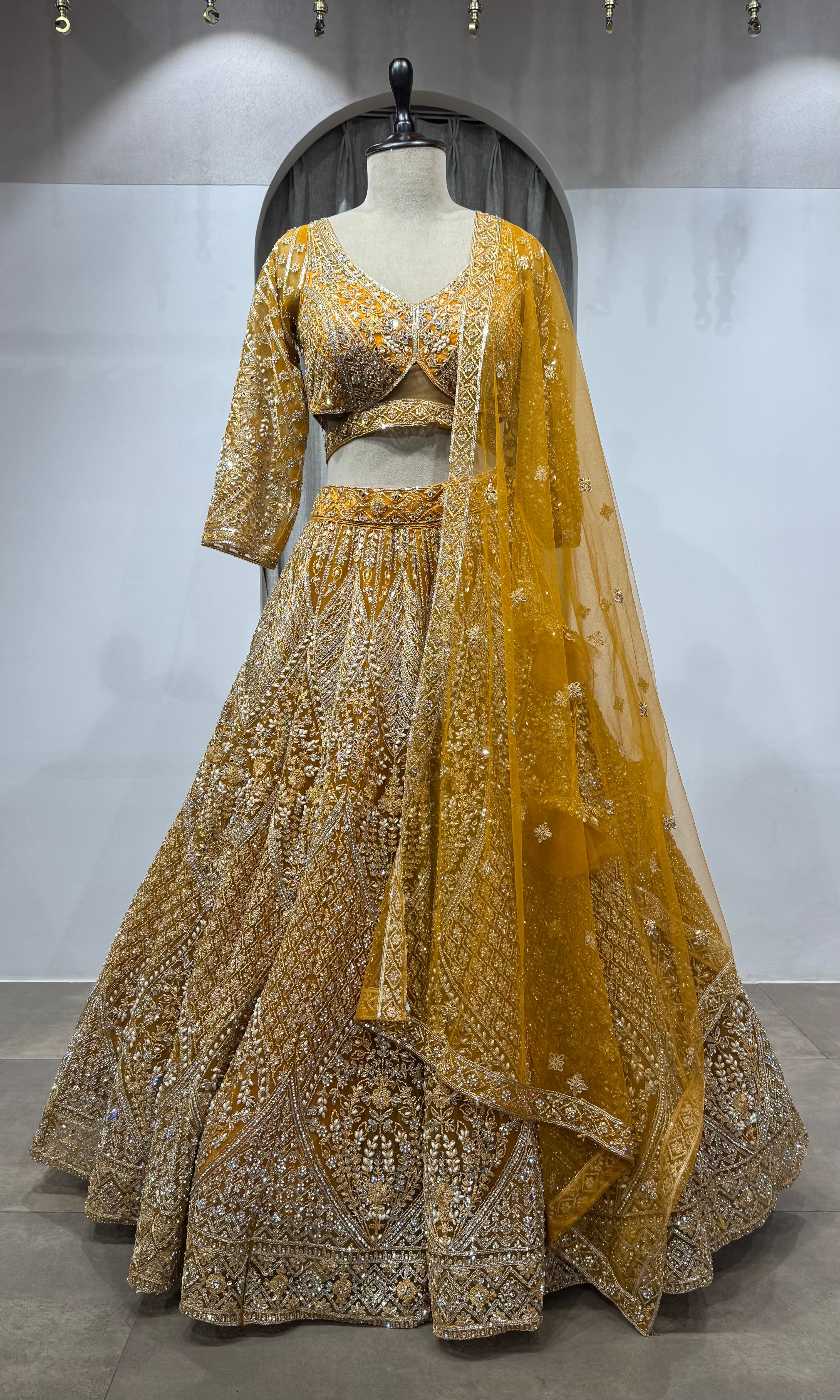 Mustard Yellow Georgette Lehenga Choli