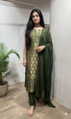 Green golden banarasi kurta set