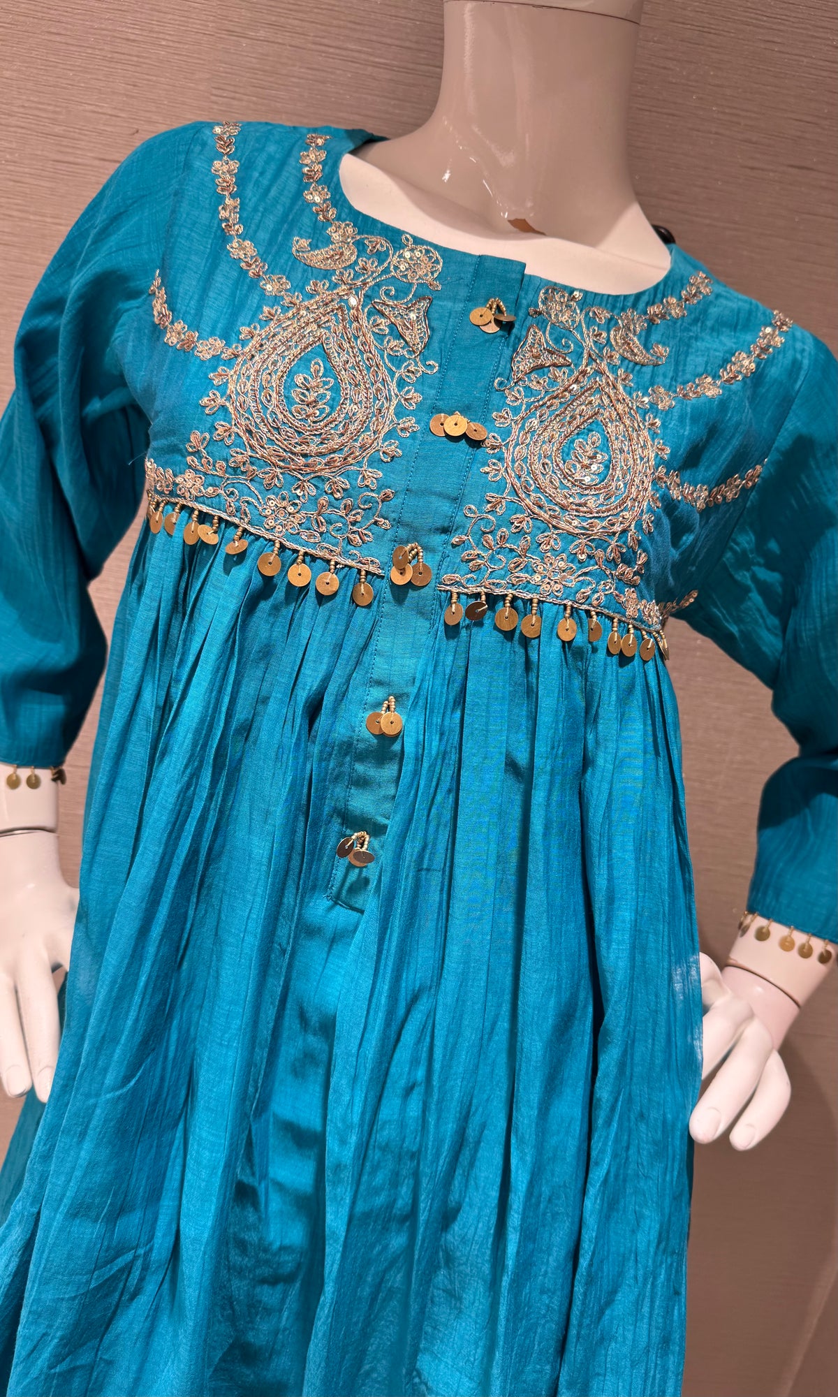RAMA BLUE COTTON ETHNIC A LINE KURTA SET WITH DUPATTA