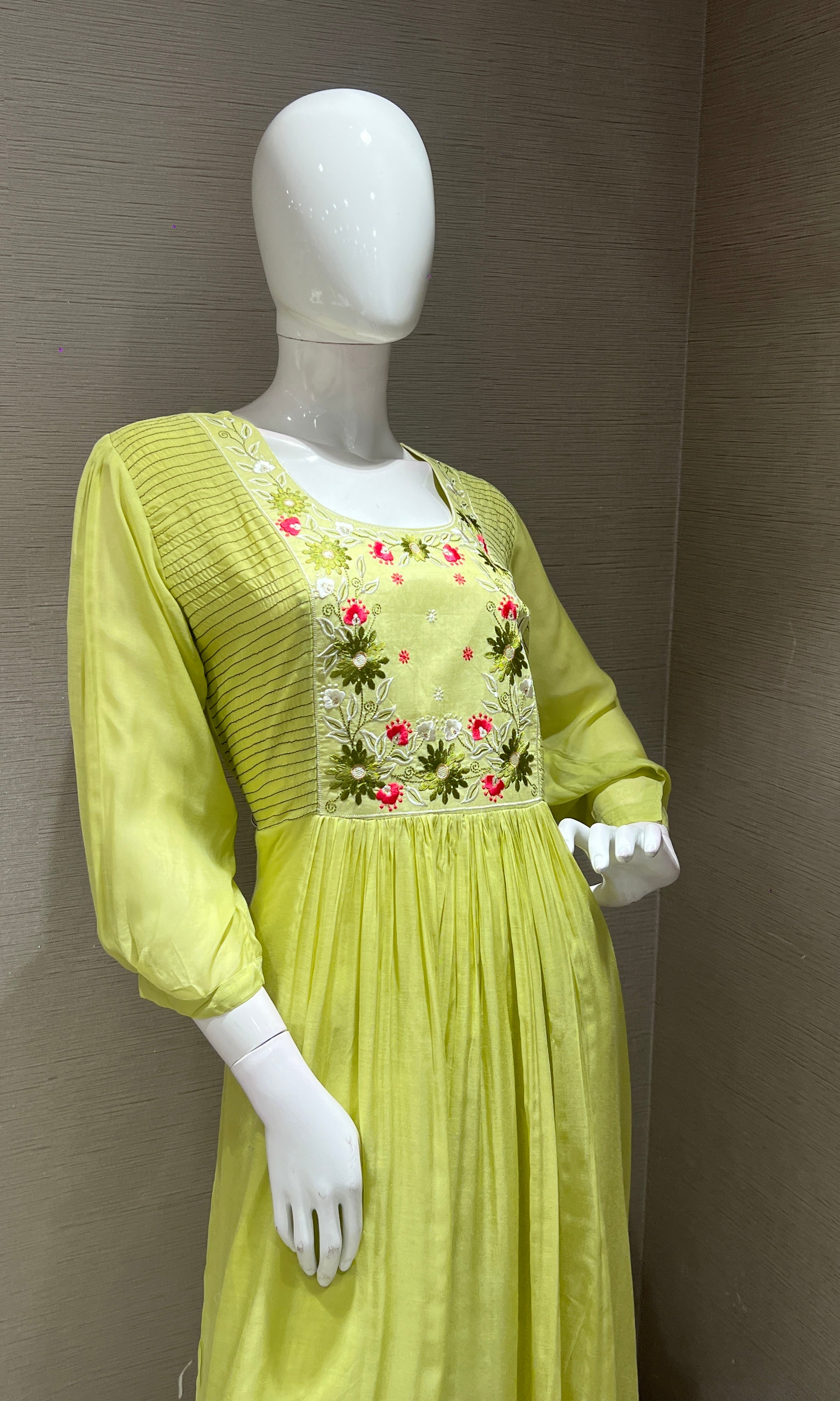 Pista green FLORAL EMBROIDERED kurta set
