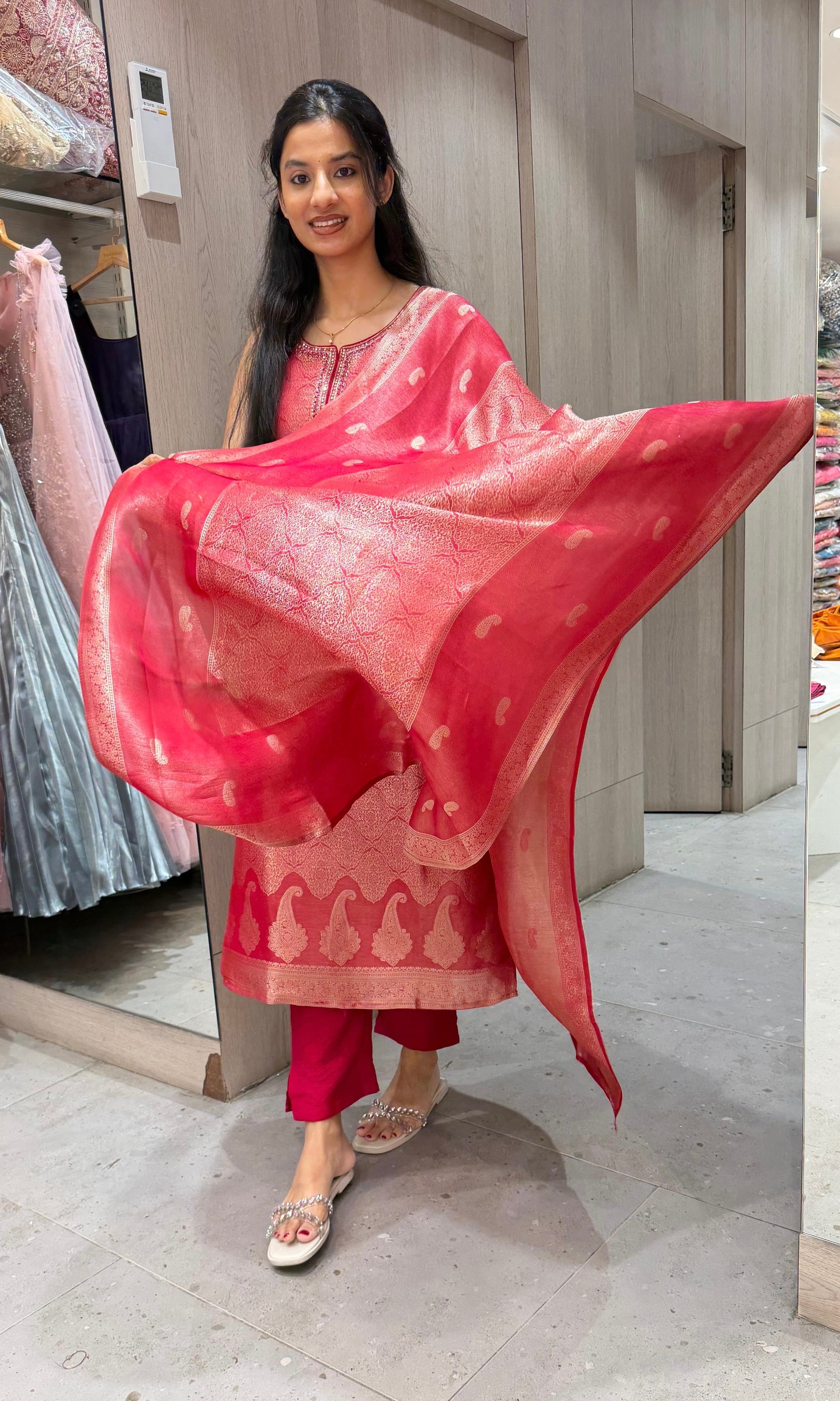 Rani pink ethnic kurta set with dupatta