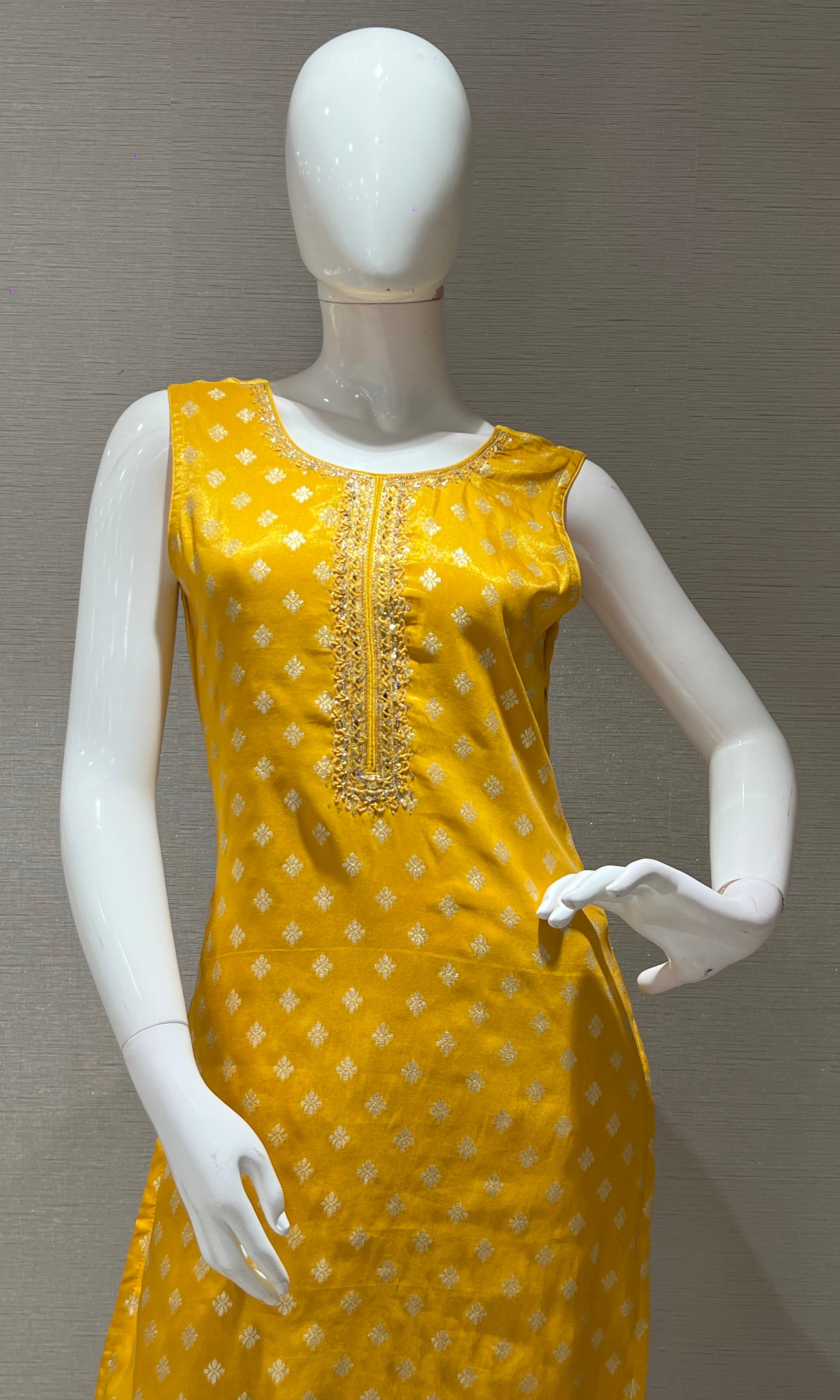 Mustard Yellow BANARASI Embroidered Kurta Set