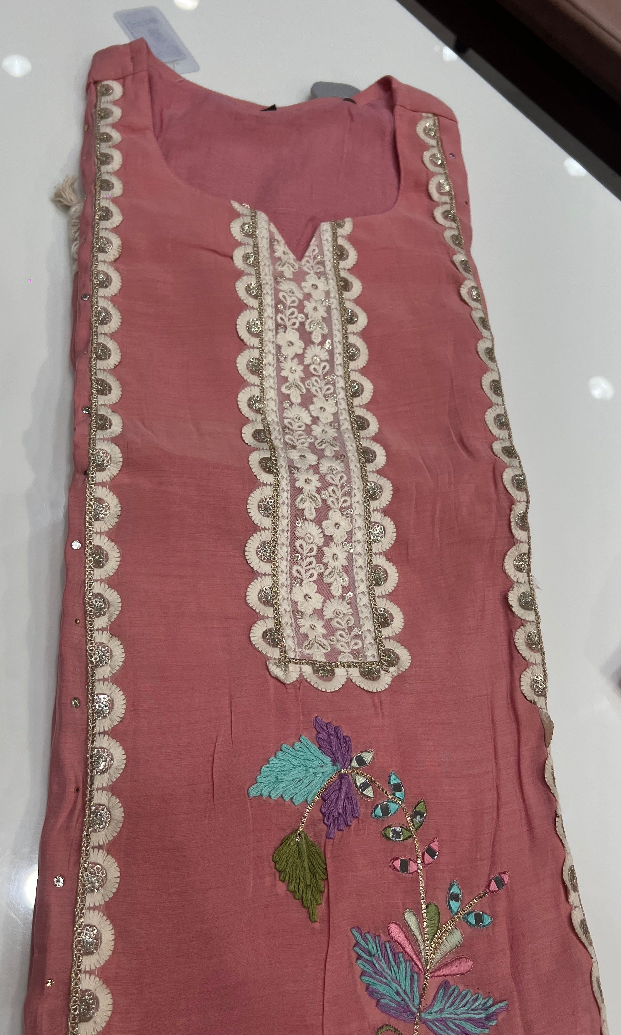 Baby pink Pastel Embroidered KURTA SET