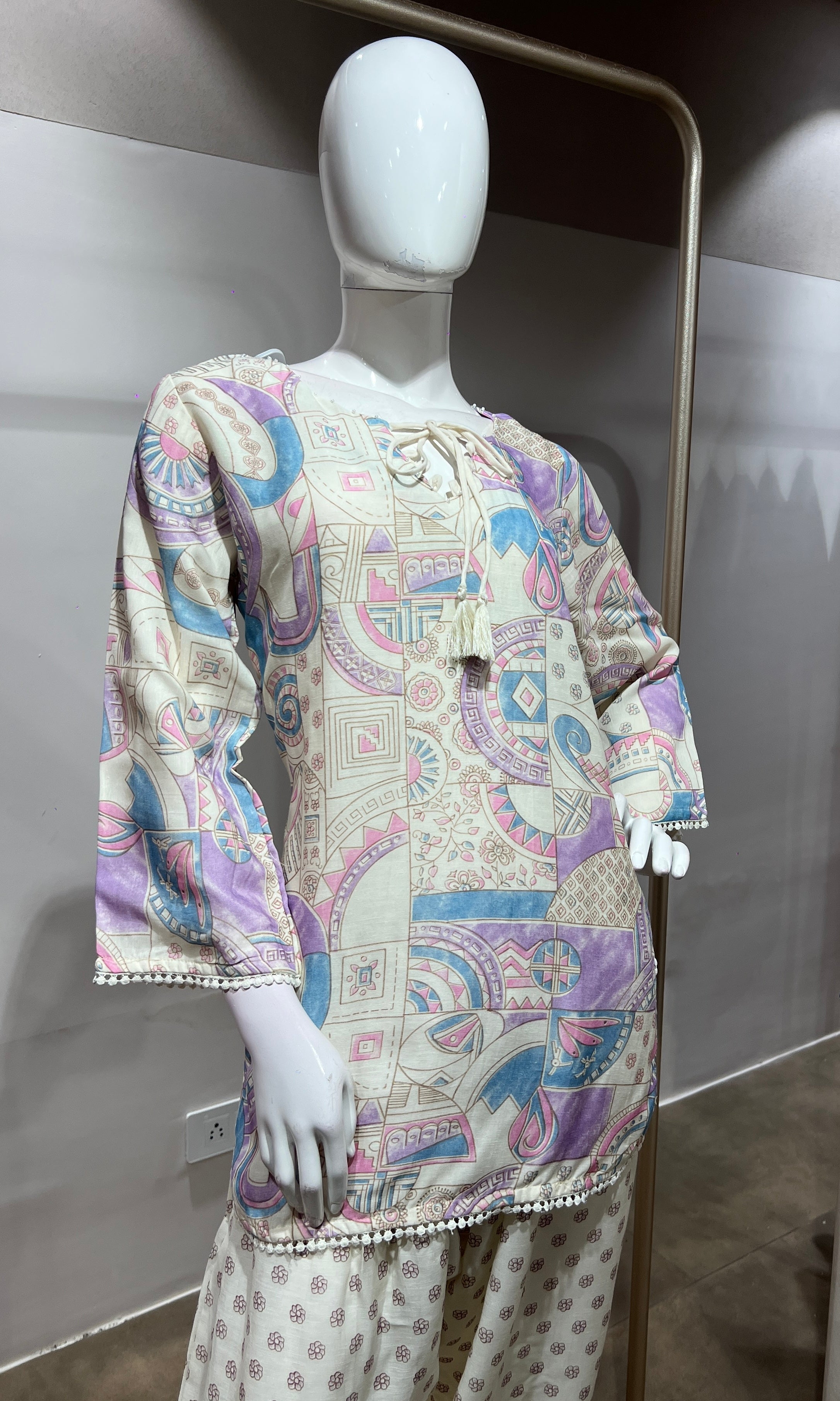 Purple Pastel Floral Printed Farsi salwar