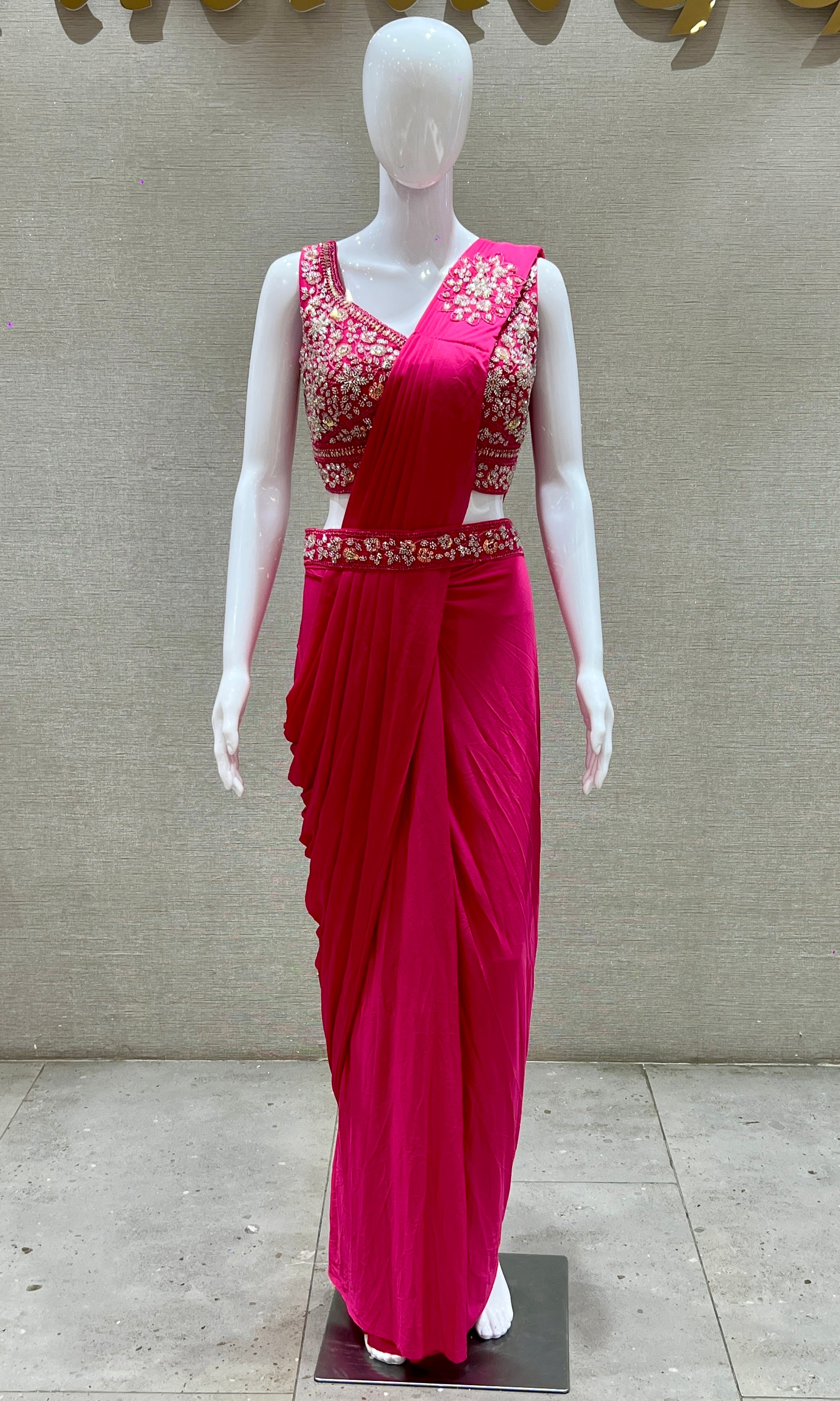 Pink one minute saree