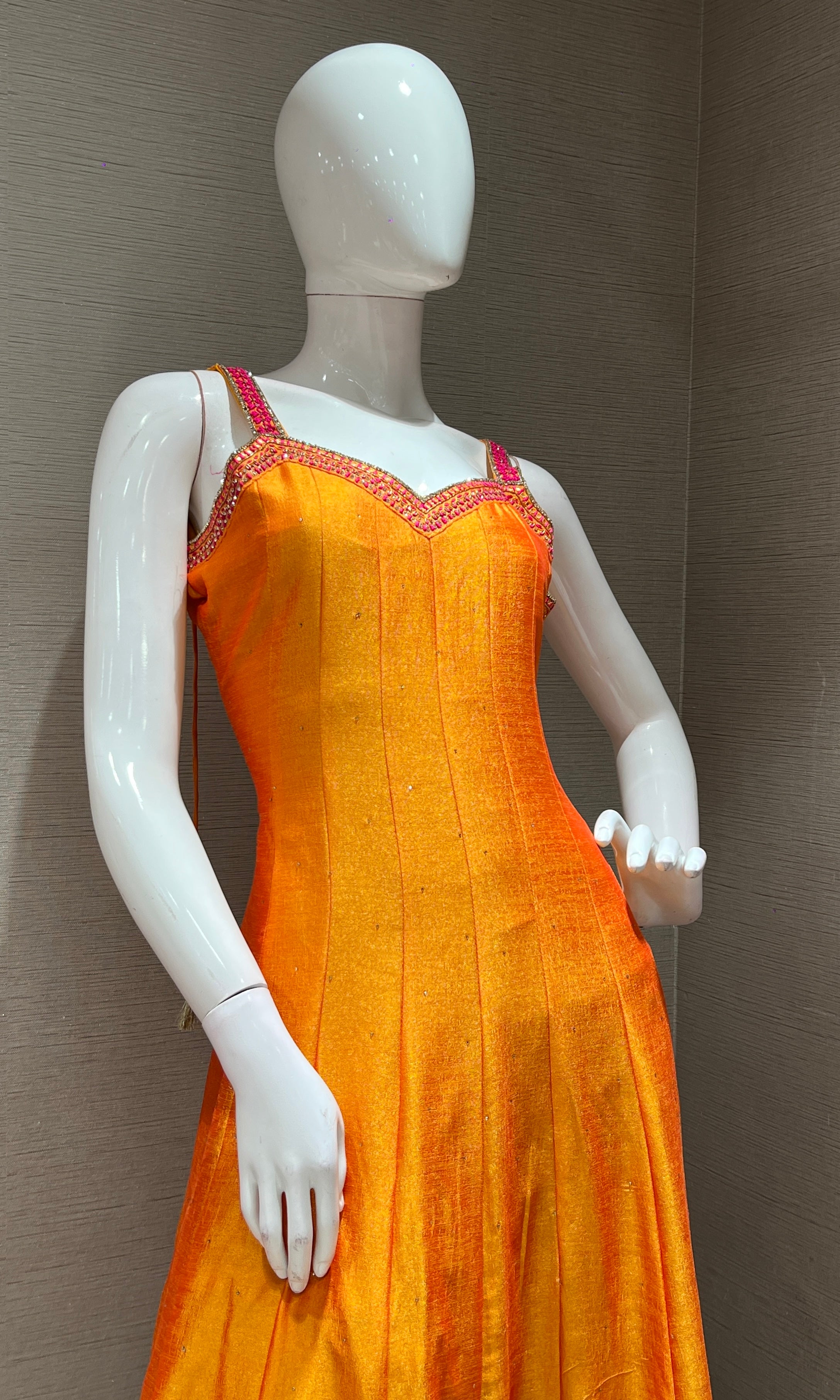 Mustard yellow EMBROIDERED Anarkali