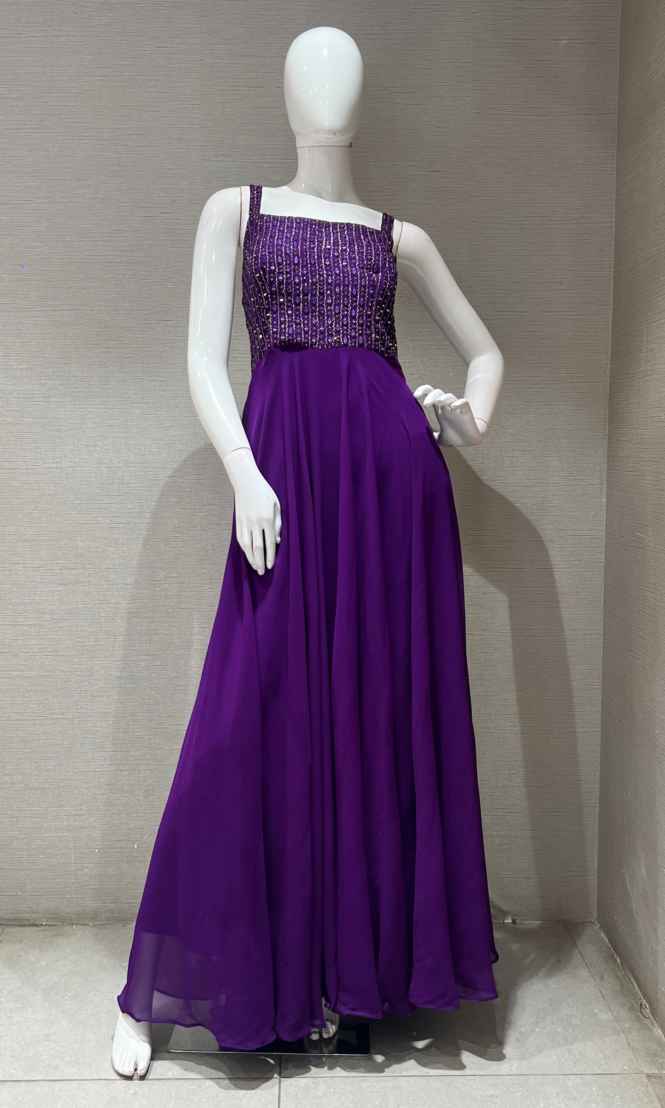 PURPLE EMBROIDERED LONG DRESS ANARKALI
