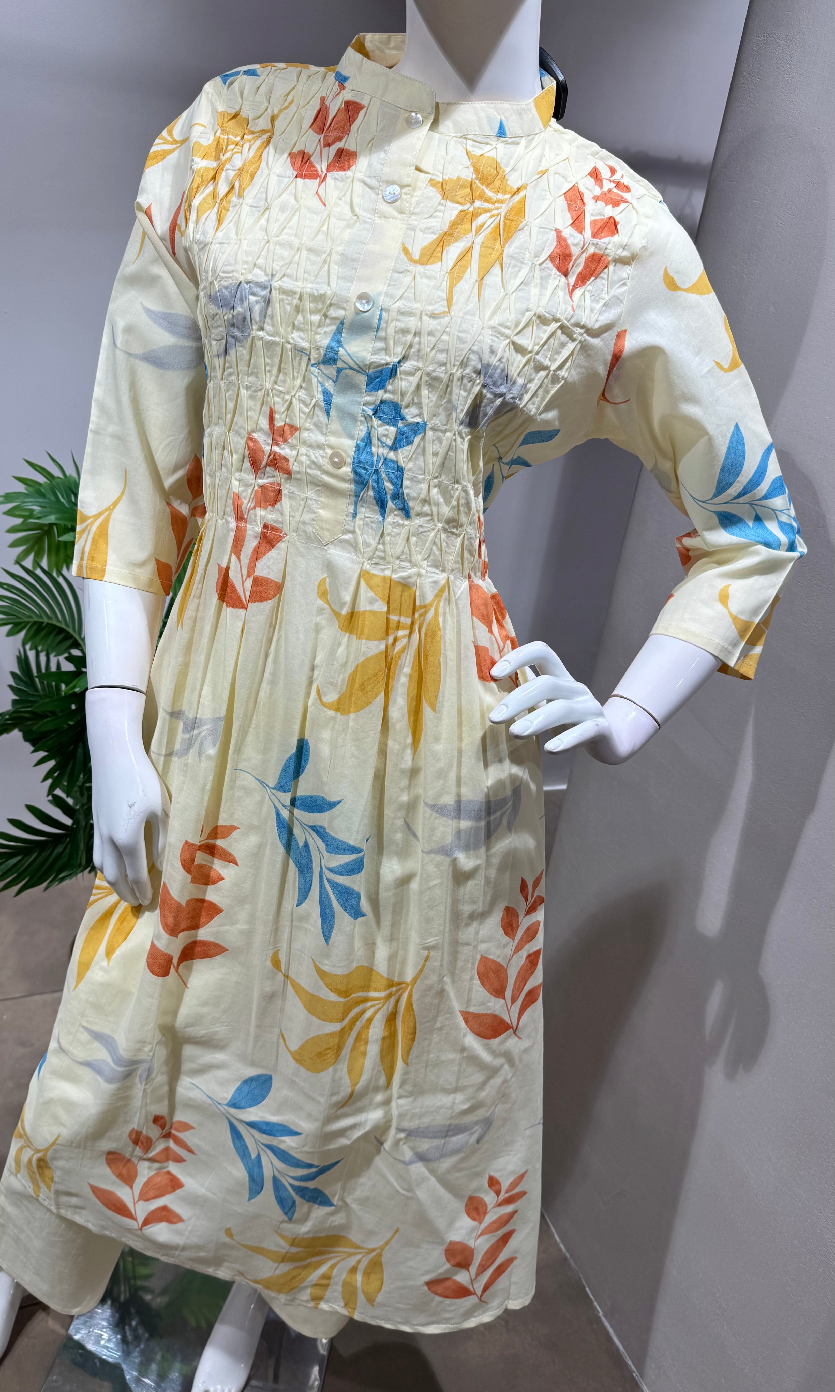 LIGHT ORANGE Floral Printed Cotton Kurta Set