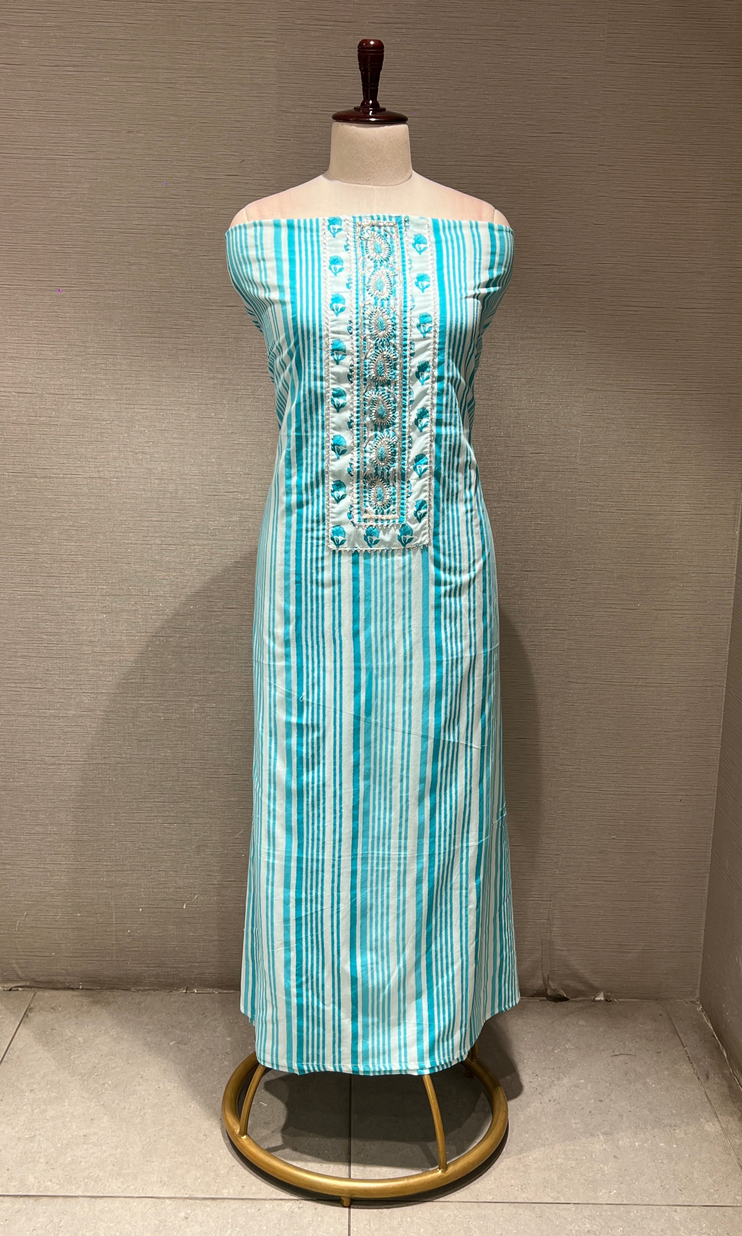 Sea blue dress material