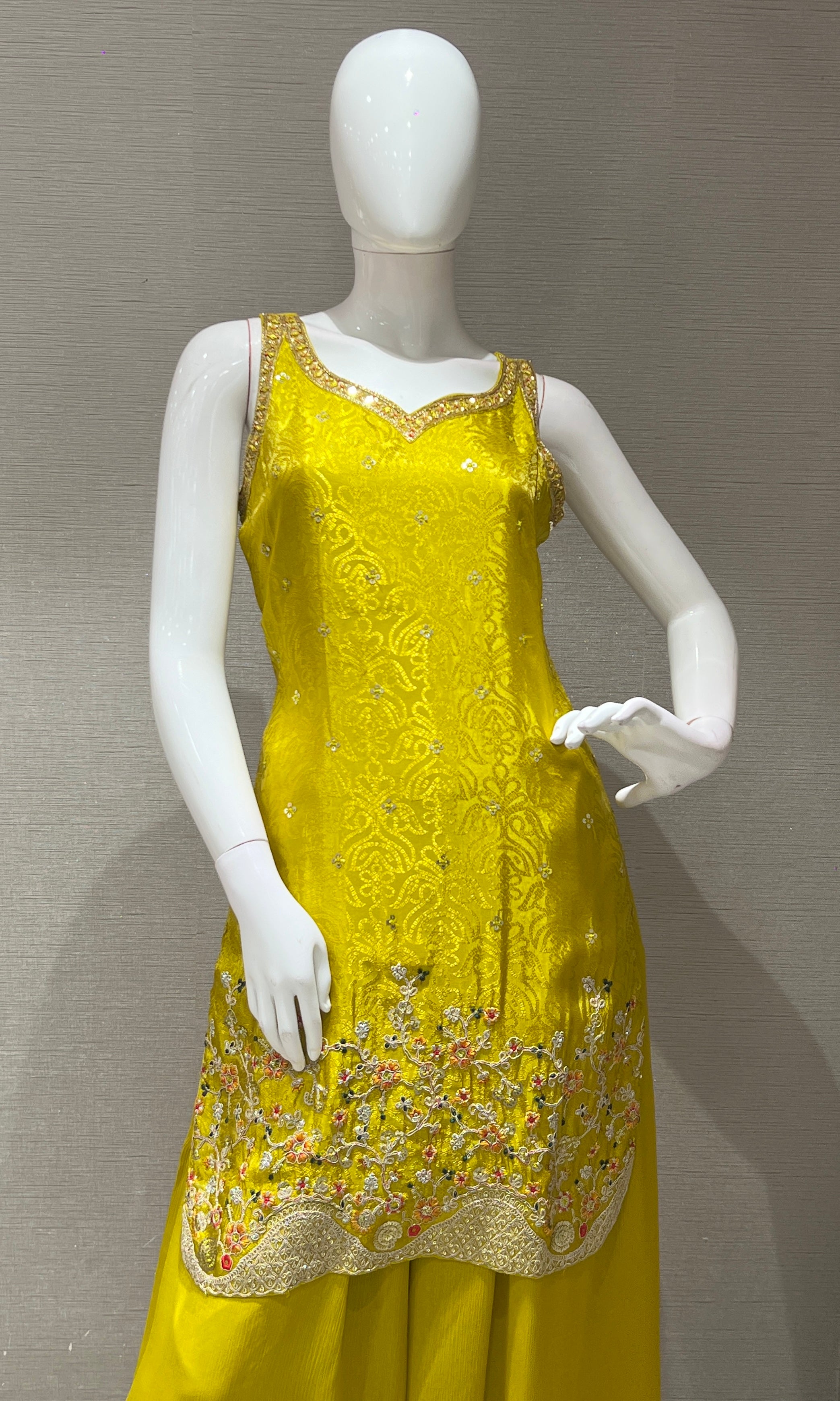 Mehandi green EMBROIDERED SHARARA SET